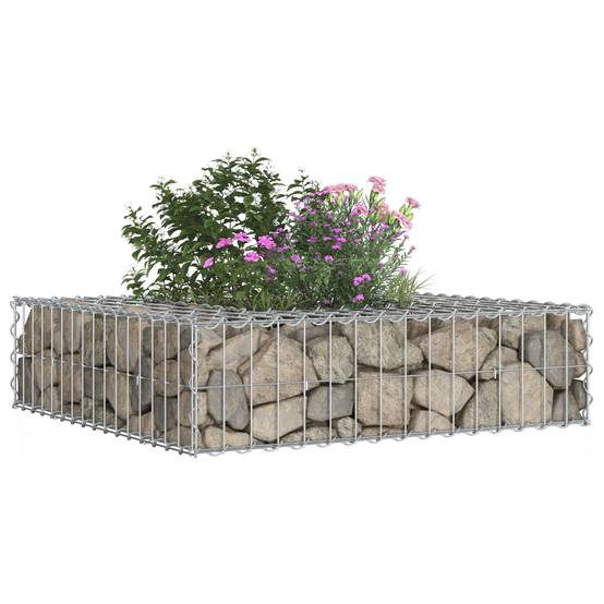 PANGIVO - Lit surélevé gabion Acier galvanisé Argenté 80 x 80 x 20 cm - PANGIVO - Image 4
