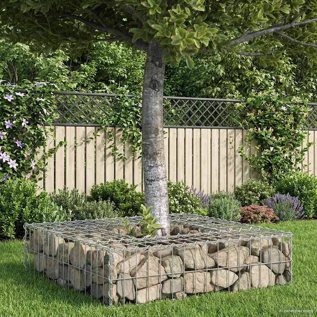 PANGIVO - Lit surélevé gabion Acier galvanisé Argenté 80 x 80 x 20 cm - PANGIVO - Image 1