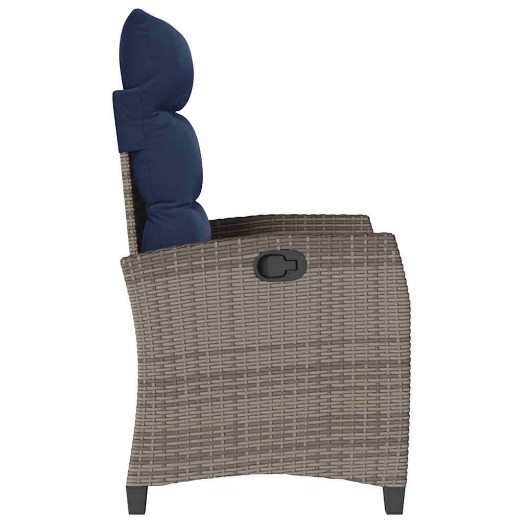 PANGIVO - Chaise de jardin inclinable avec table d'appoint gris polyrotin 65 x 58 x 94 cm, Poids :12.95kg - PANGIVO - Image 6