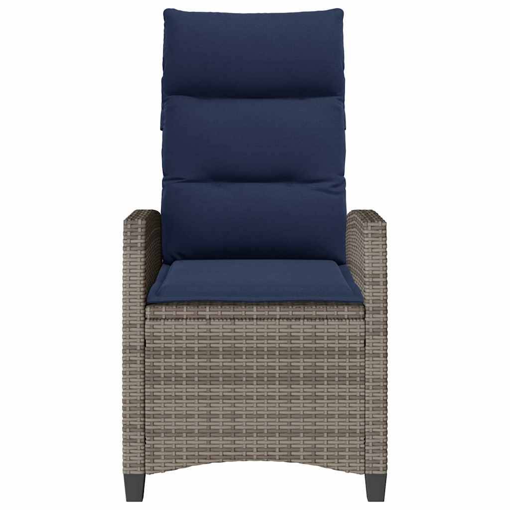 PANGIVO - Chaise de jardin inclinable avec table d'appoint gris polyrotin 65 x 58 x 94 cm, Poids :12.95kg - PANGIVO - Image 5
