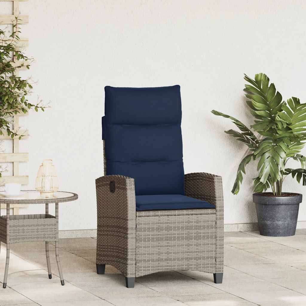 PANGIVO - Chaise de jardin inclinable avec table d'appoint gris polyrotin 65 x 58 x 94 cm, Poids :12.95kg - PANGIVO - Image 1