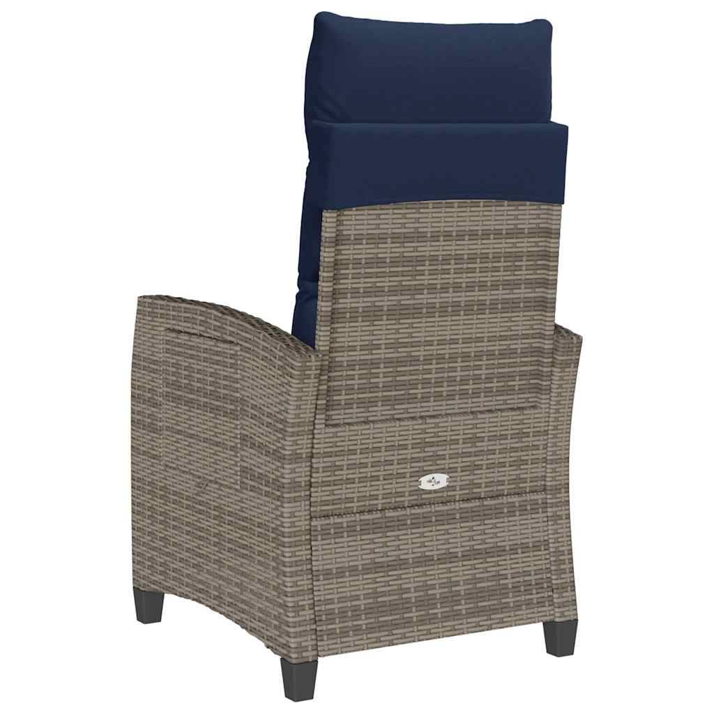 PANGIVO - Chaise de jardin inclinable avec table d'appoint gris polyrotin 65 x 58 x 94 cm, Poids :12.95kg - PANGIVO - Image 7