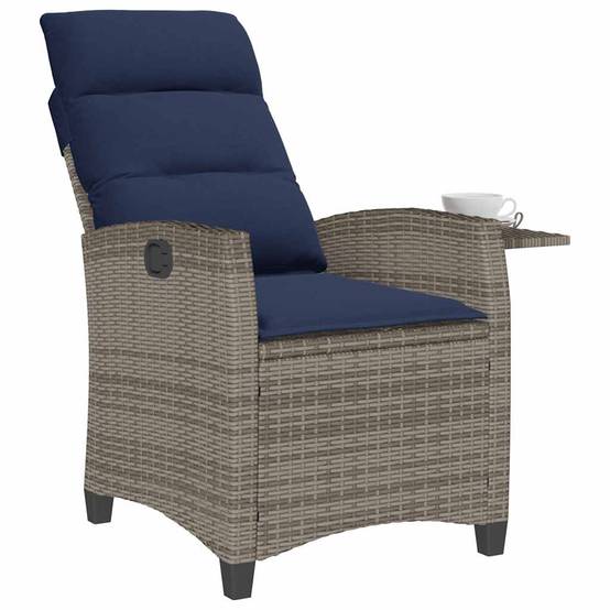 PANGIVO - Chaise de jardin inclinable avec table d'appoint gris polyrotin 65 x 58 x 94 cm, Poids :12.95kg - PANGIVO - Image 4