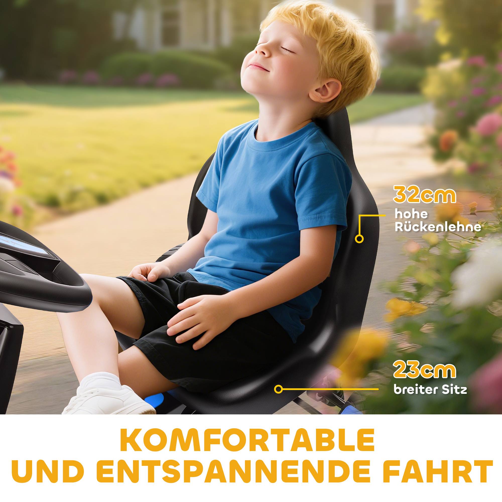 Karting à pédales pour enfants avec frein, roues antidérapantes, cadre en métal, 3-6 ans, bleu - Image 9