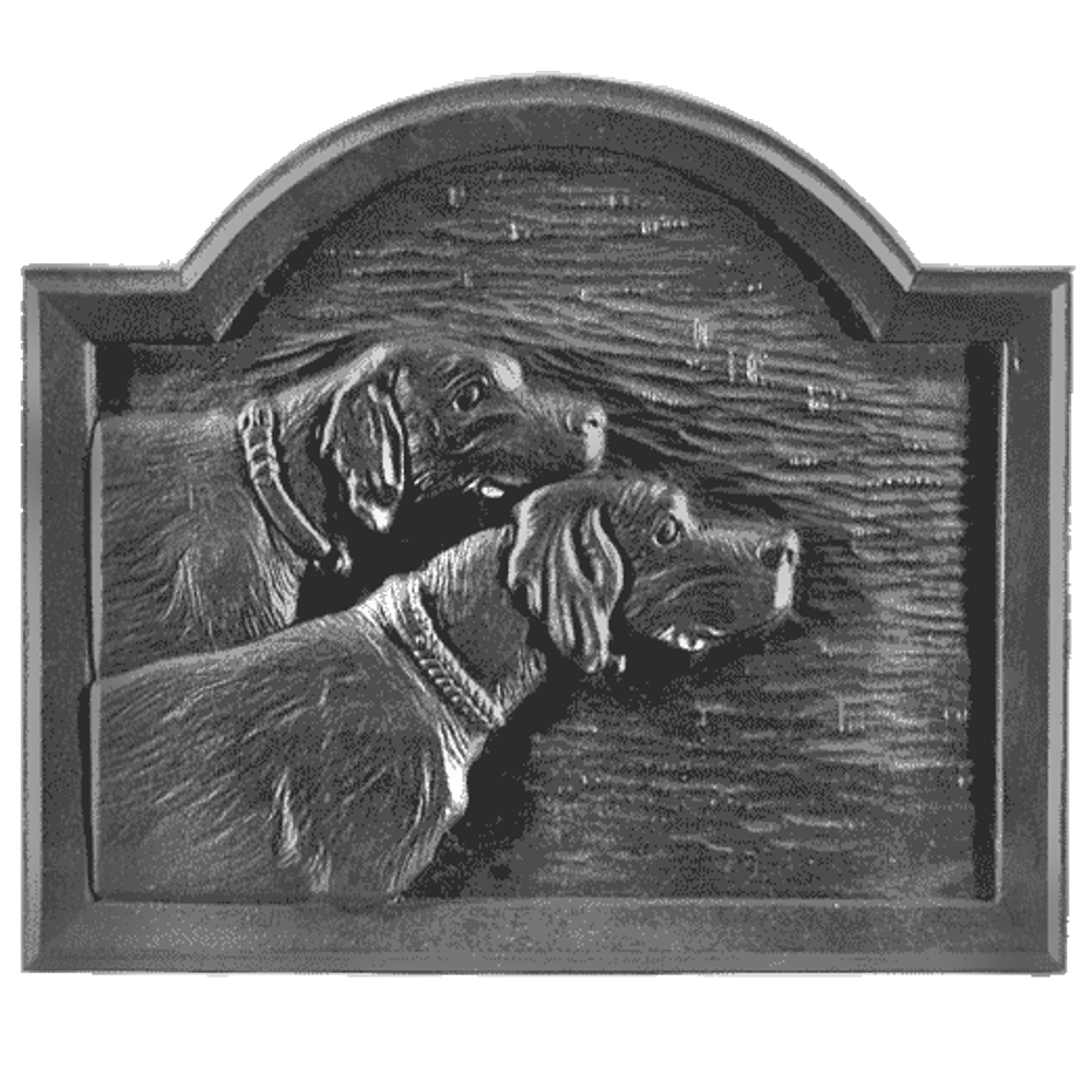 Plaque de cheminée Deux chiens Dommartin grise L.58cm x H.49.5cm - Image 1