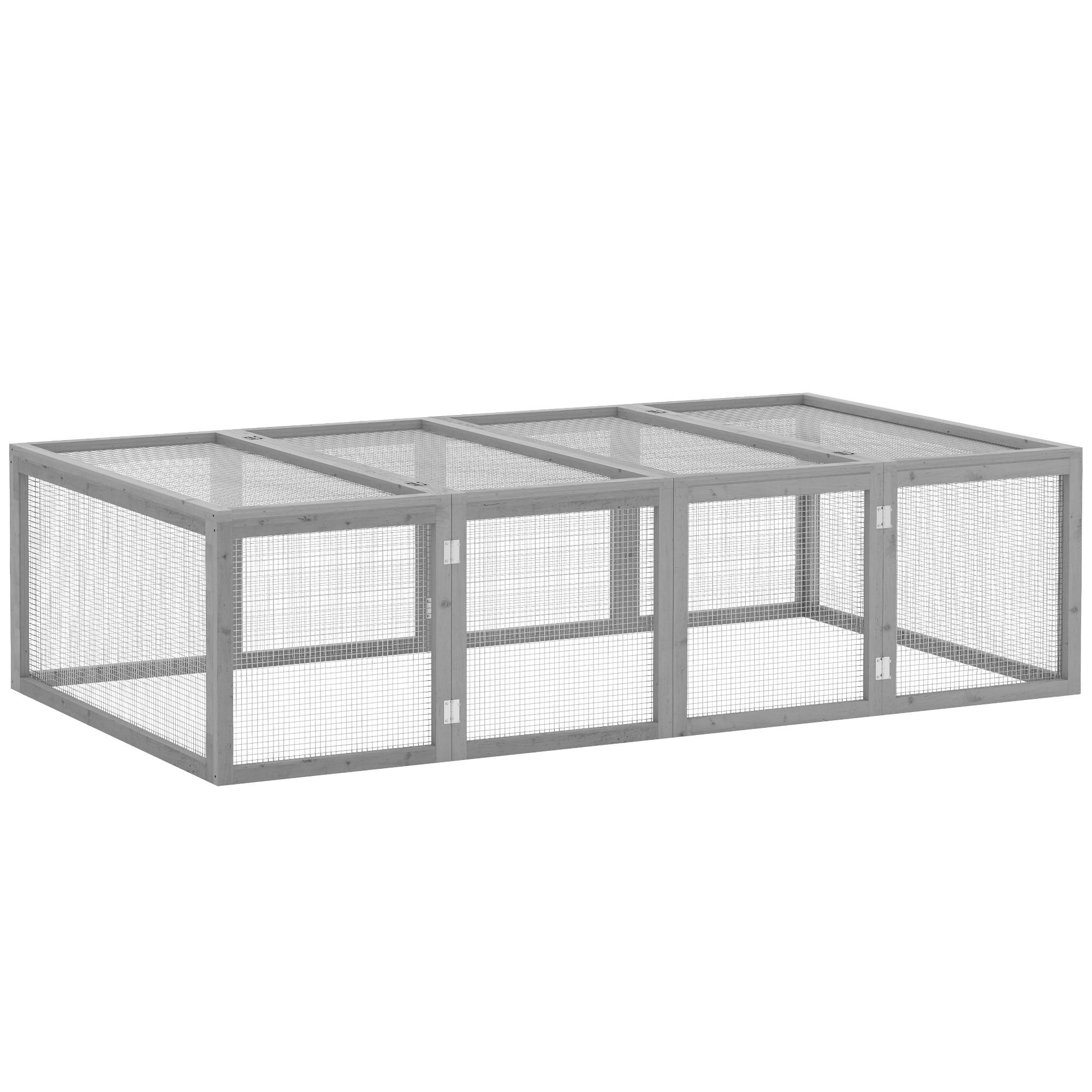 Sans Marque - Clapier cage lapins ext/int 2 portes supérieures 181x100x48 cm bois massif gris - Image 1