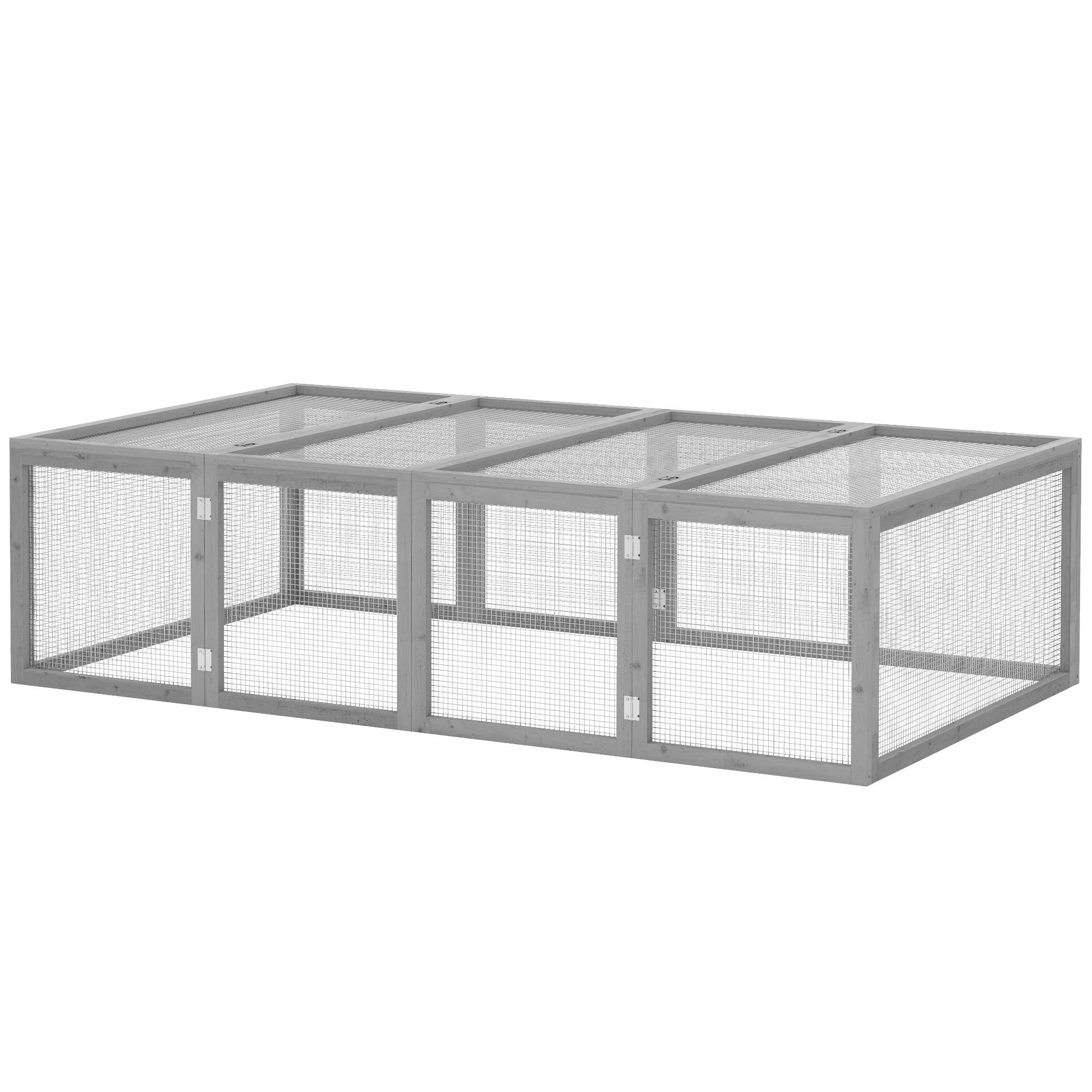 Sans Marque - Clapier cage lapins ext/int 2 portes supérieures 181x100x48 cm bois massif gris - Image 2