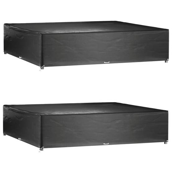 Lot de 2 Bâches Carrées PE pour Salon de Jardin Bas Protection Imperméable Anti-UV Noir 240x240x55 cm – ComfortXL Outdoor Living - Image 1