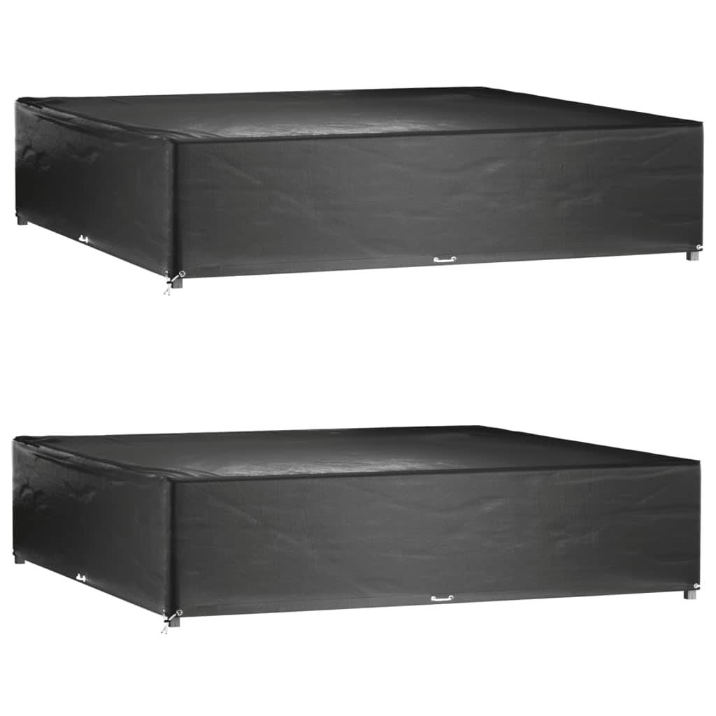 Lot de 2 Bâches Carrées PE pour Salon de Jardin Bas Protection Imperméable Anti-UV Noir 240x240x55 cm – ComfortXL Outdoor Living - Image 1