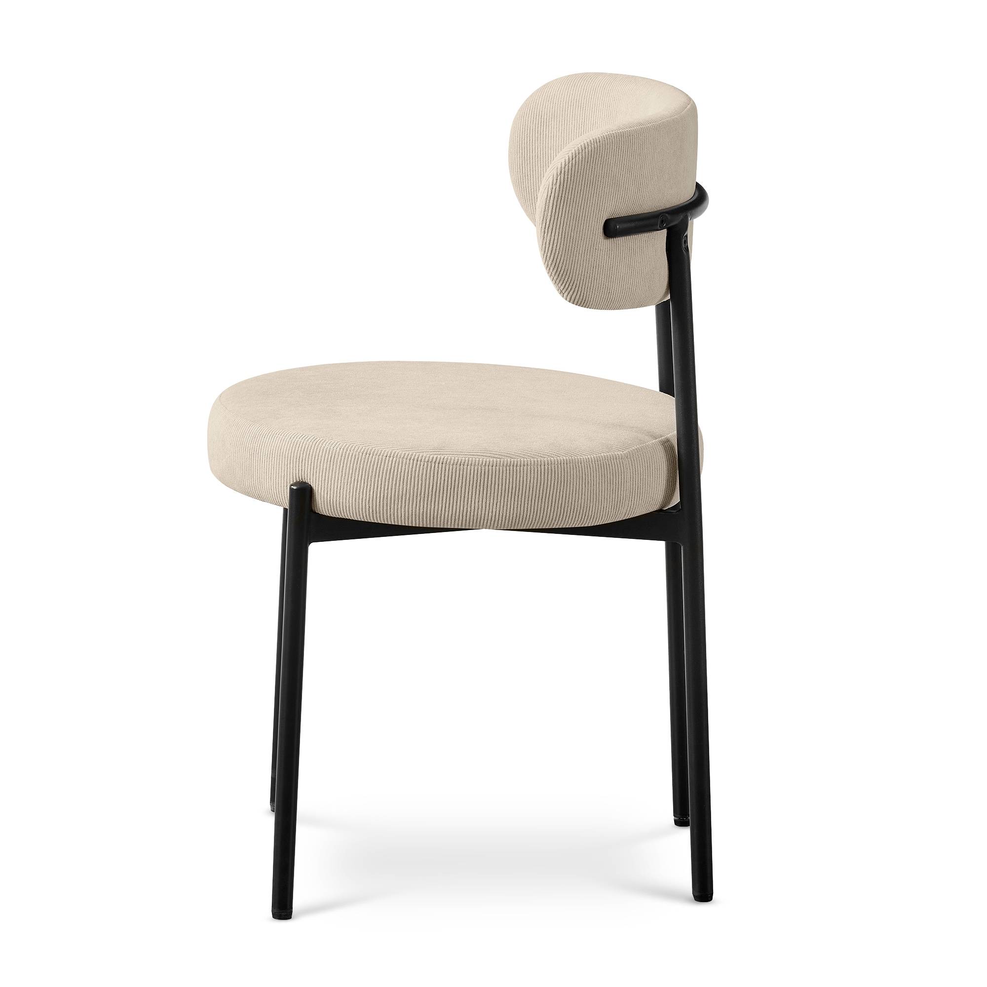 Sicaan Lot de 4 chaises rembourrées velours côtelé beige et pieds métal noir IRIS - Image 5