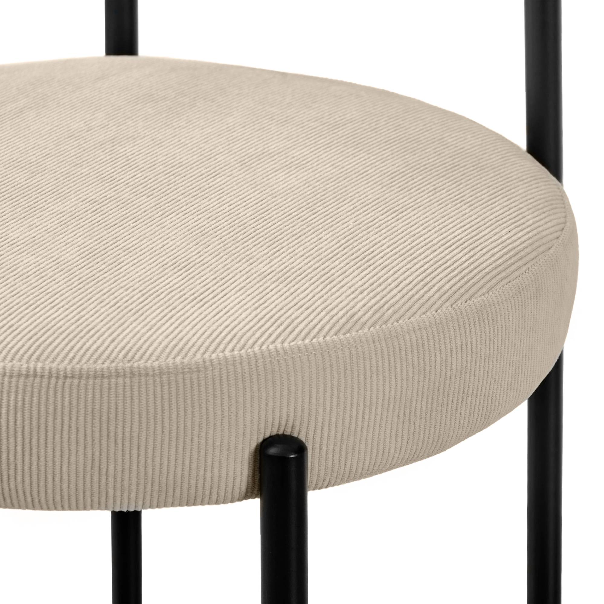 Sicaan Lot de 4 chaises rembourrées velours côtelé beige et pieds métal noir IRIS - Image 7