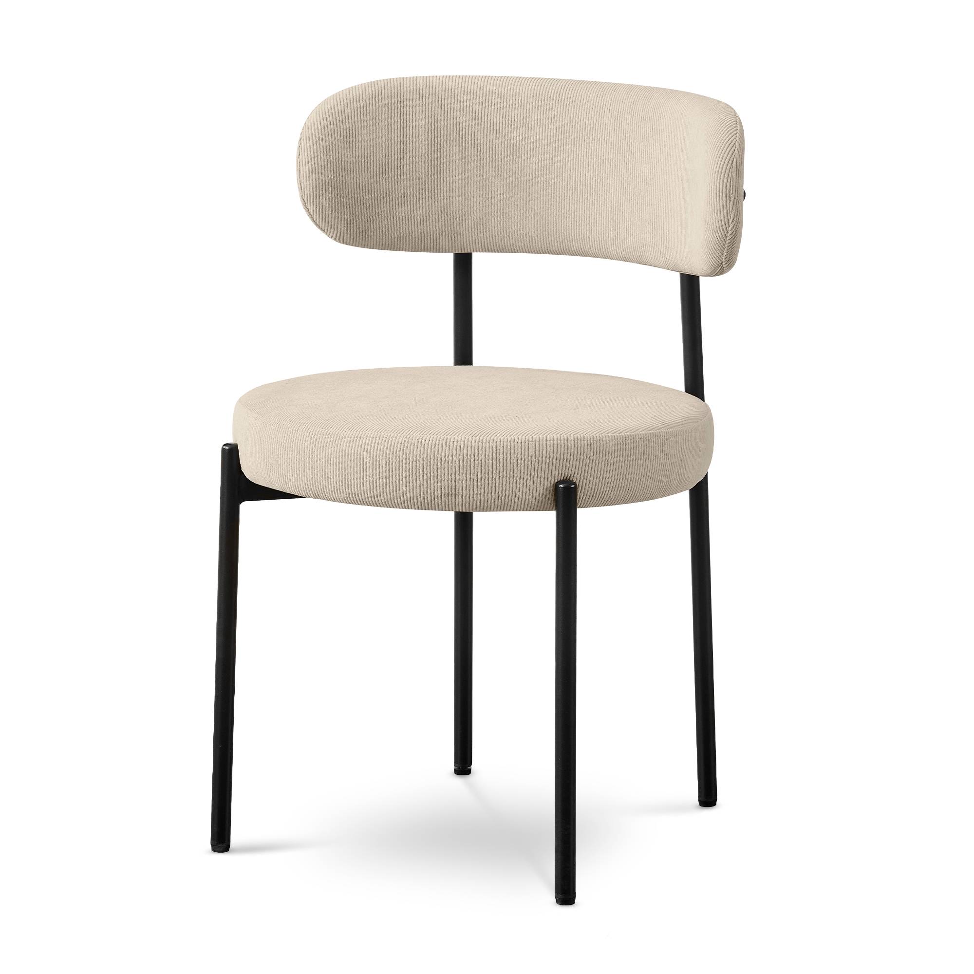 Sicaan Lot de 4 chaises rembourrées velours côtelé beige et pieds métal noir IRIS - Image 4
