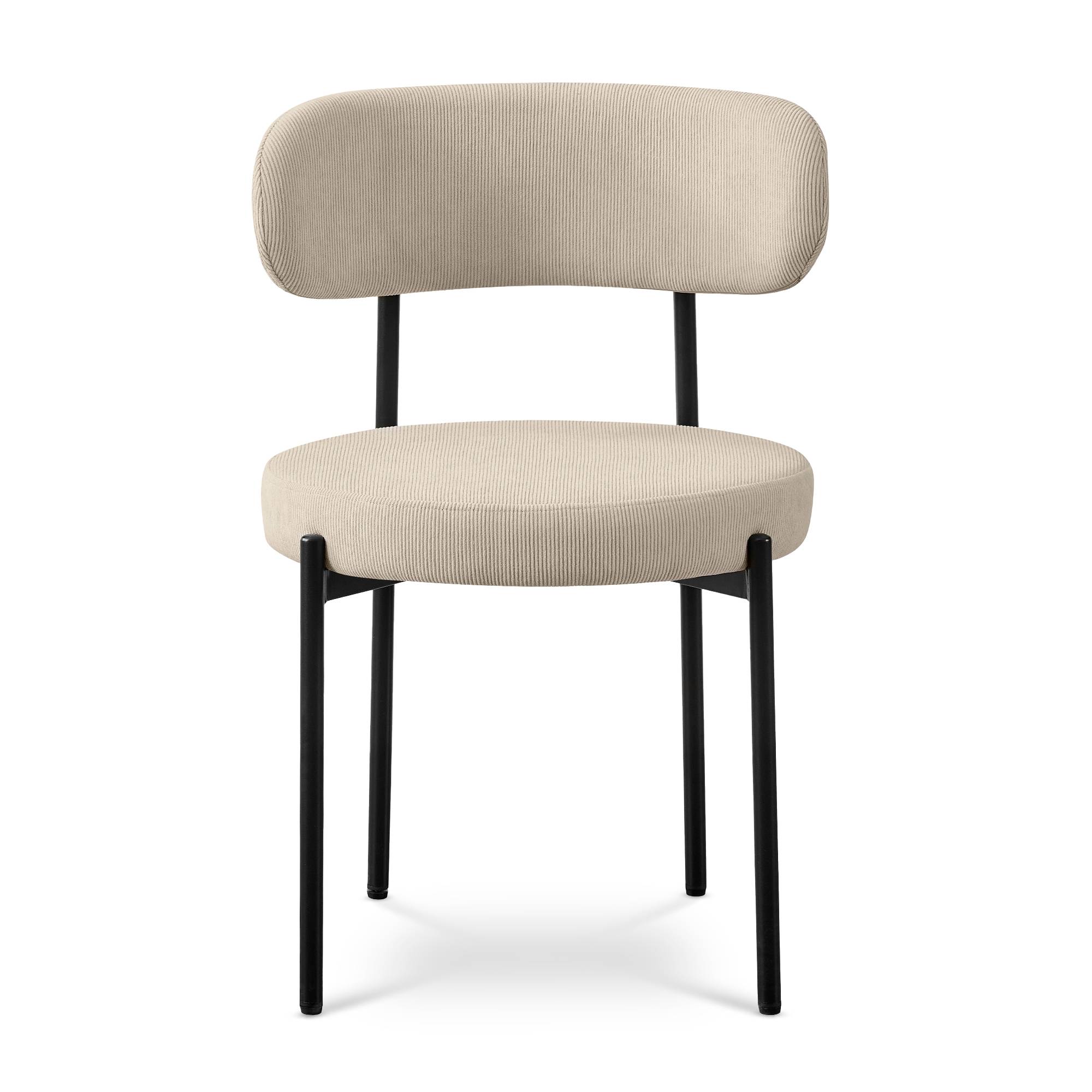 Sicaan Lot de 4 chaises rembourrées velours côtelé beige et pieds métal noir IRIS - Image 3