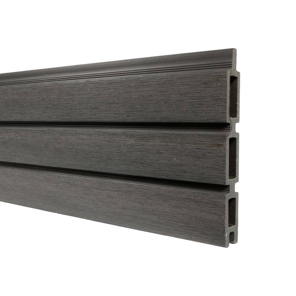 Kit Clôture Bois Composite Ardoise 5,5x1,8m SANTOS - Poteaux en Aluminium Gris - Brise Vue - Palissade - Image 4