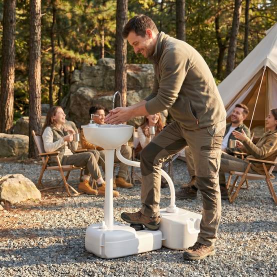 Évier de camping portable plastique gris clair 210.82 x 127 x 261.62 cm - PANGIVO - Image 10