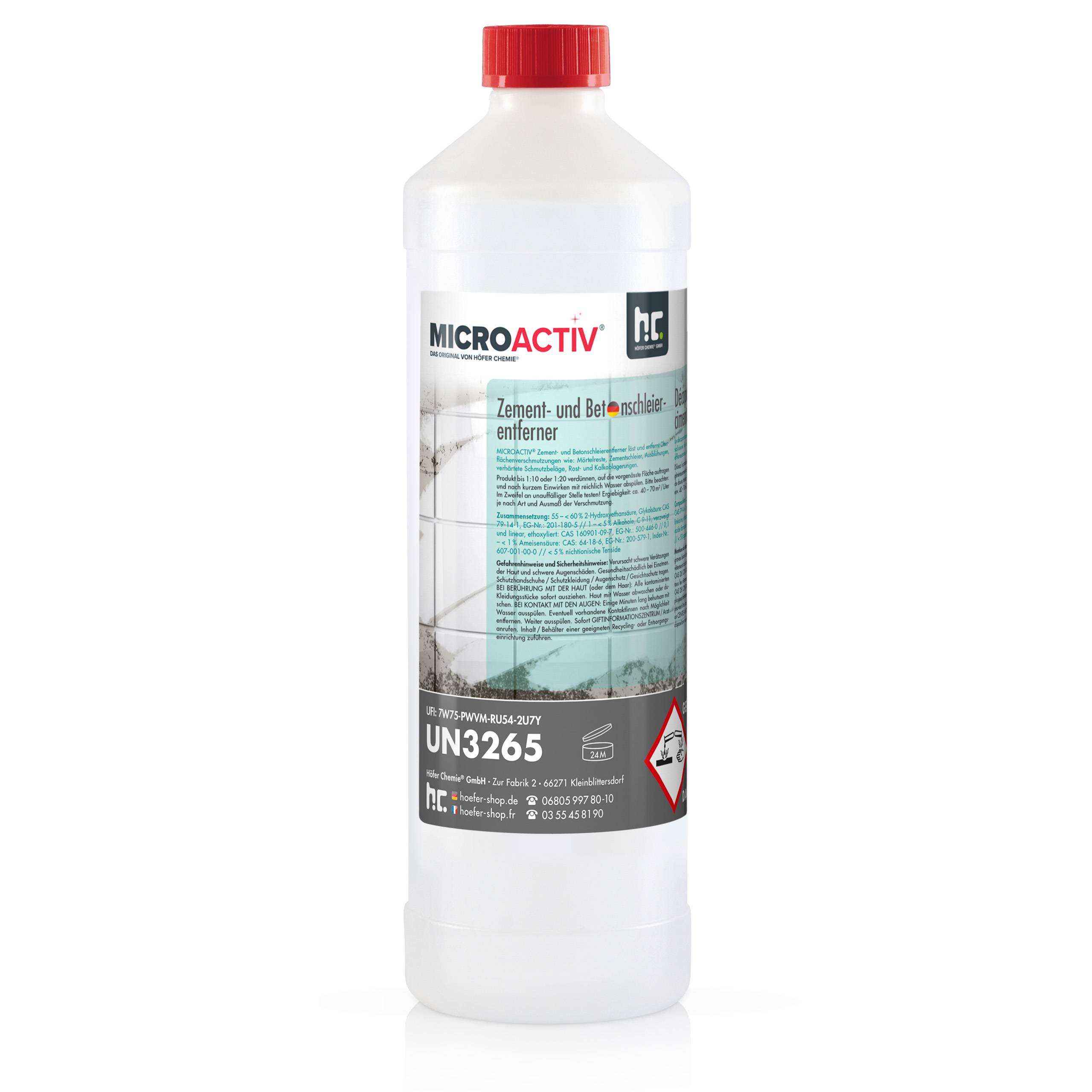 1 L de Microactiv® nettoyant pour voile de ciment et béton en bouteille x 1 - Image 1