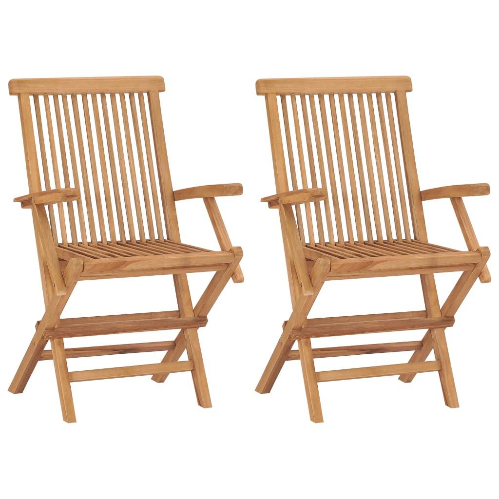 Chaises de jardin en teck massif avec coussins anthracite 55 x 60 x 89 cm - PANGIVO - Image 3