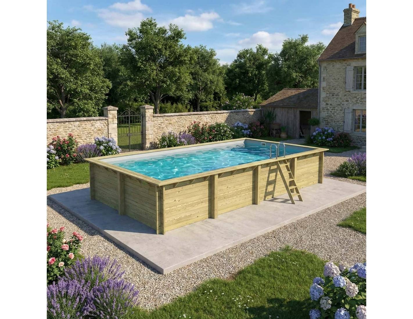 Altanka - Piscine hors sol en bois AQUA 8.5 x 4.35 - H.1.45 m, gris clair, cadre en métal - sans dalle - BAS7309OSPU2 - ALTANKA - Image 2