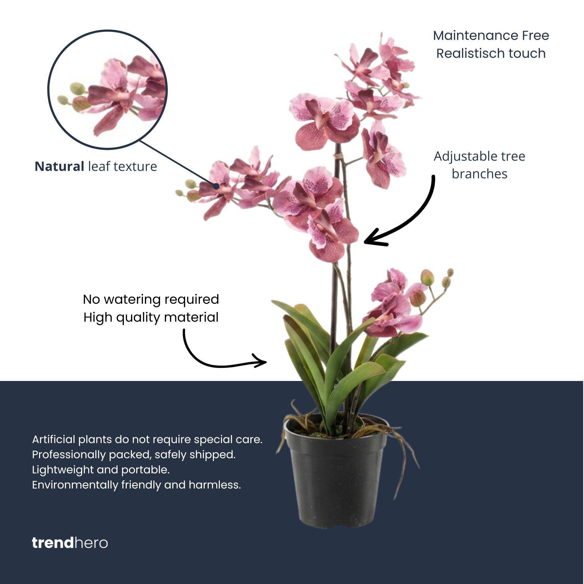 Orchidée Vanda 60 cm - vieux rose - Ø10cm - Plante artificielle - Image 4