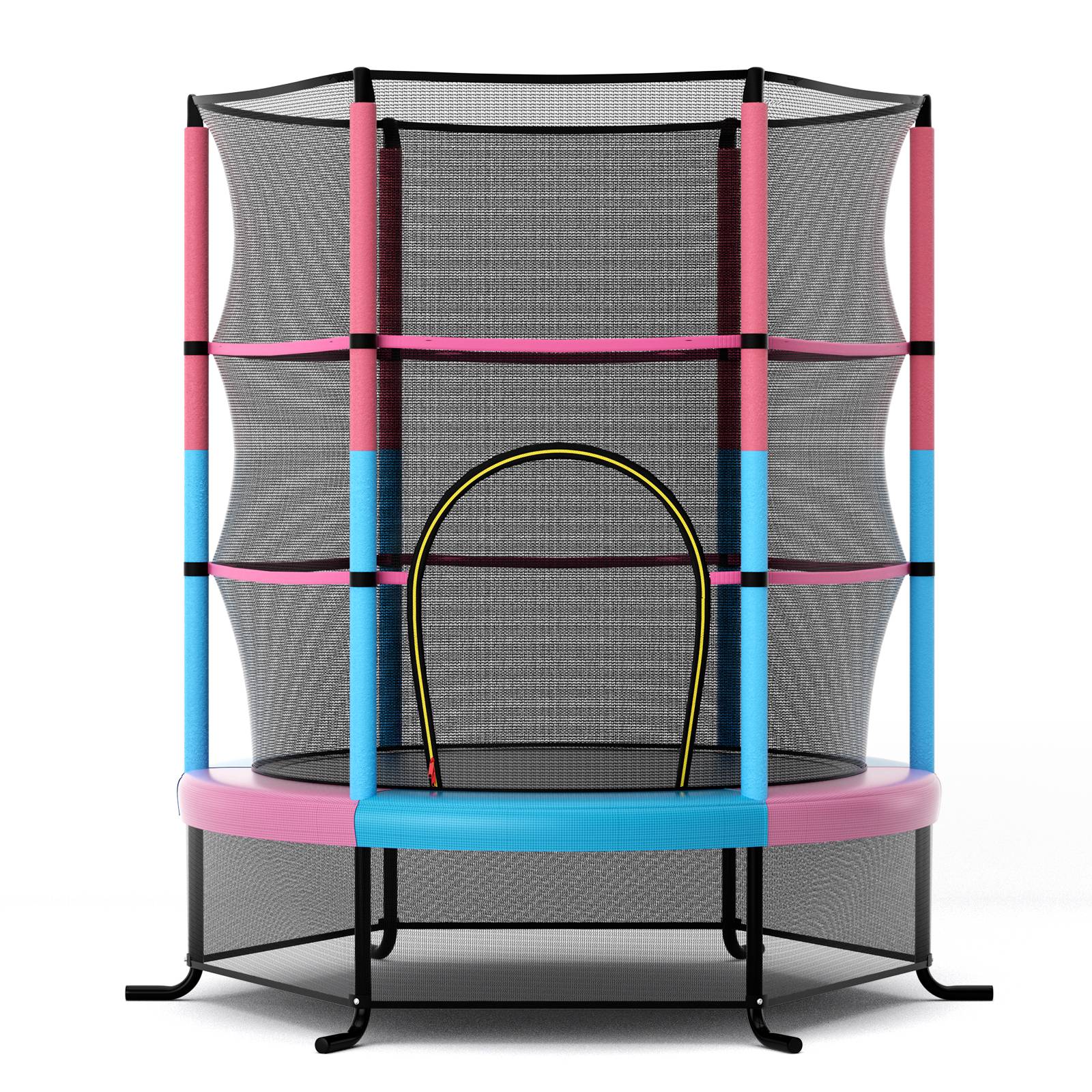 Trampoline de Jardin pour Enfants Ø165CM avec Filet de Protection121cm  Appuis de Ressorts et Structure en Acier Rose F412R - Image 1