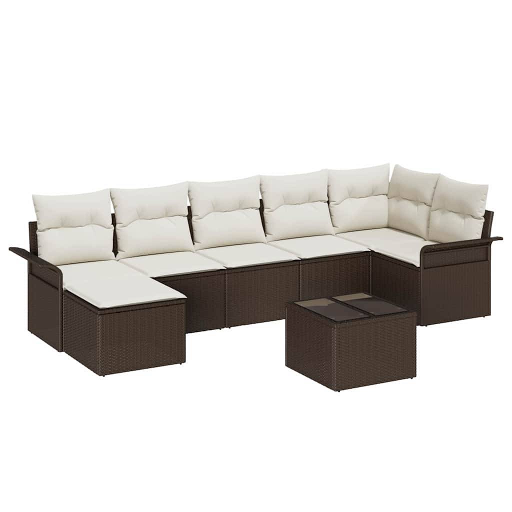 Salon de jardin modulable 7 places polyrotin texturé avec table et rangement pour jardin Marron – ComfortXL Outdoor Living - Image 2