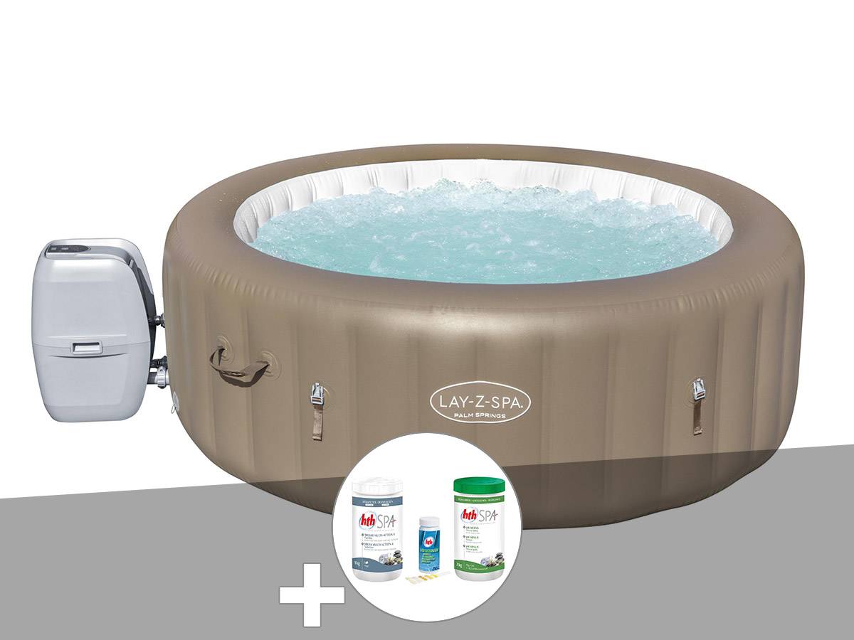 Bestway - Kit spa gonflable Bestway Lay-Z-Spa Palm Springs rond Airjet 4/6 places + Kit traitement brome