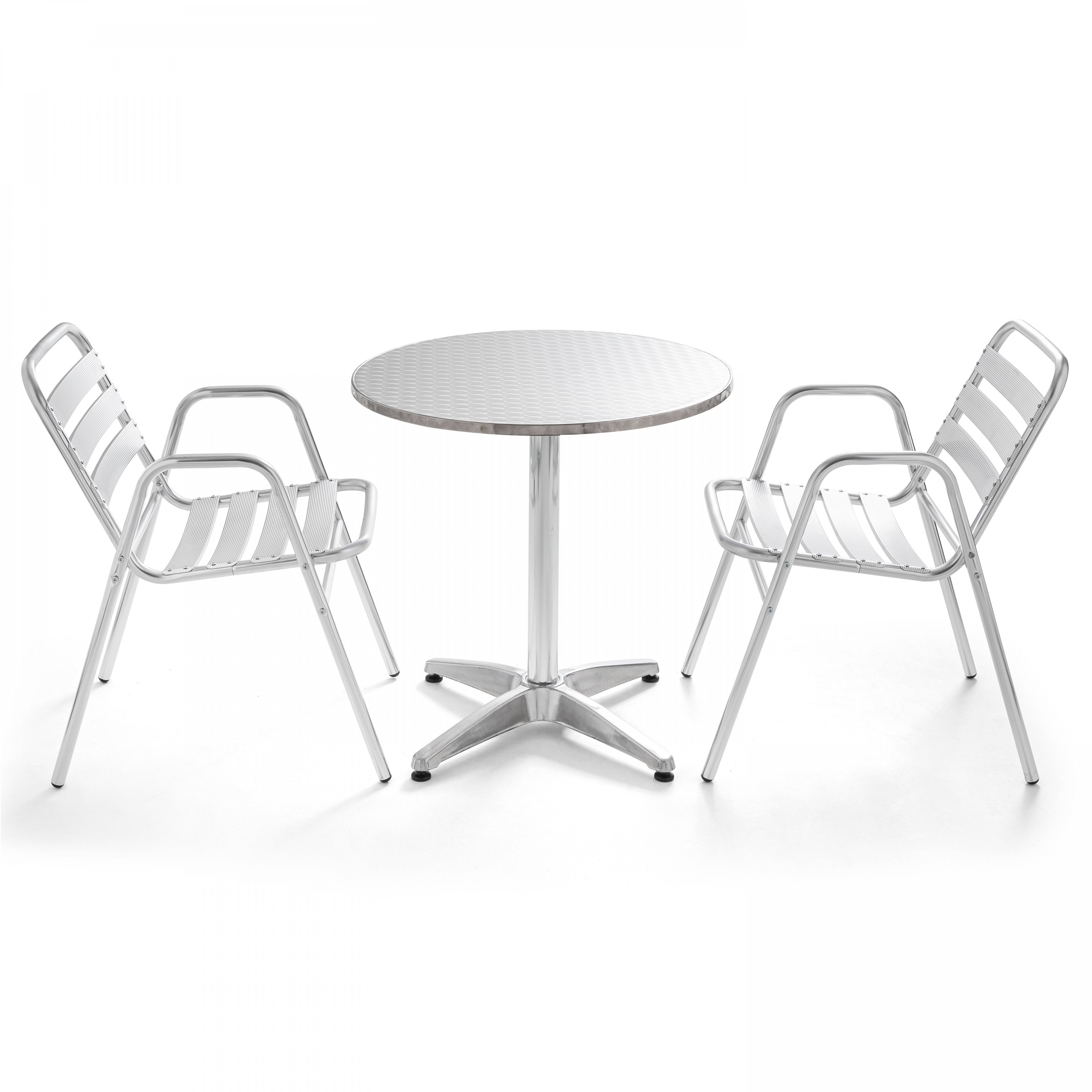 Oviala - Table de jardin ronde en aluminium 2 places Camden - Oviala - Image 1