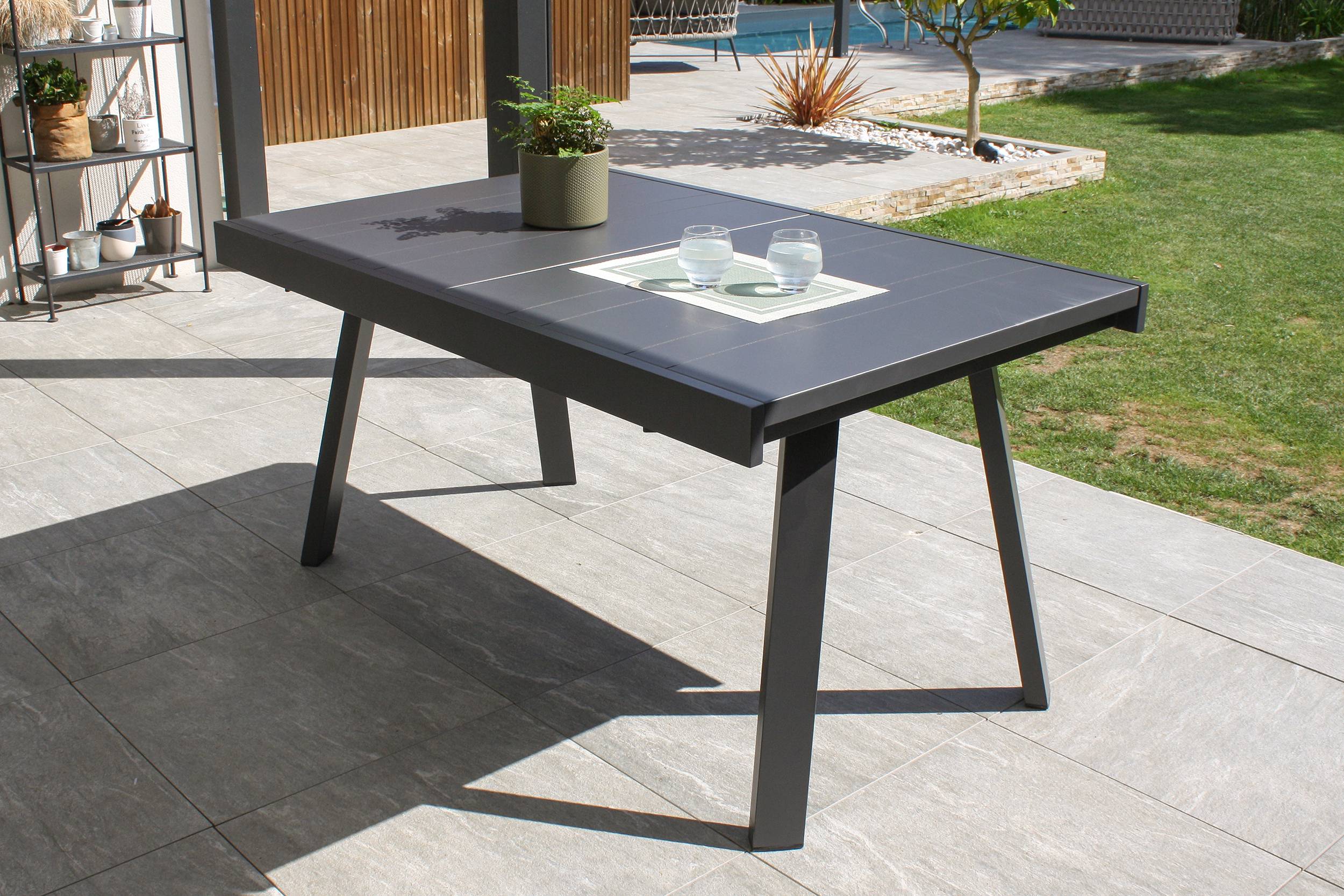 Dcb Garden - Ensemble repas de jardin 8 places en aluminium  - Gris anthracite - STOCKHOLM - Image 2