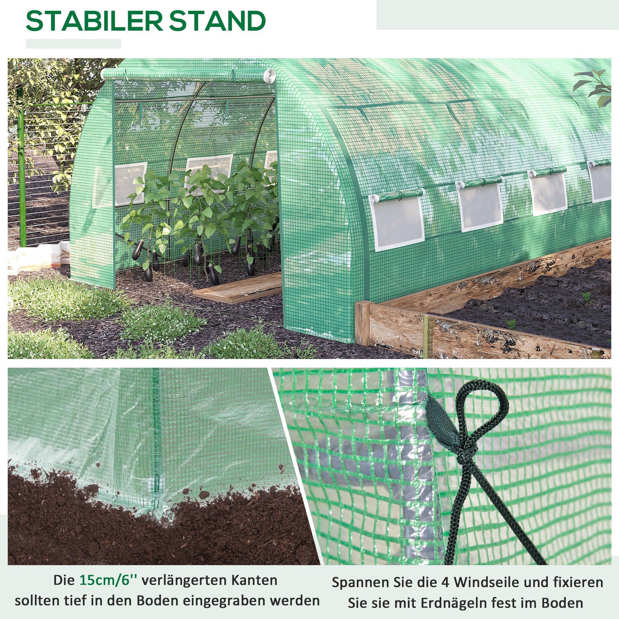 Grande serre maraîchère Acier Galvanisé et PE Culture potagère Murs relevables 4x3x2m Vert - ComfortXL Outdoor Living - Image 8