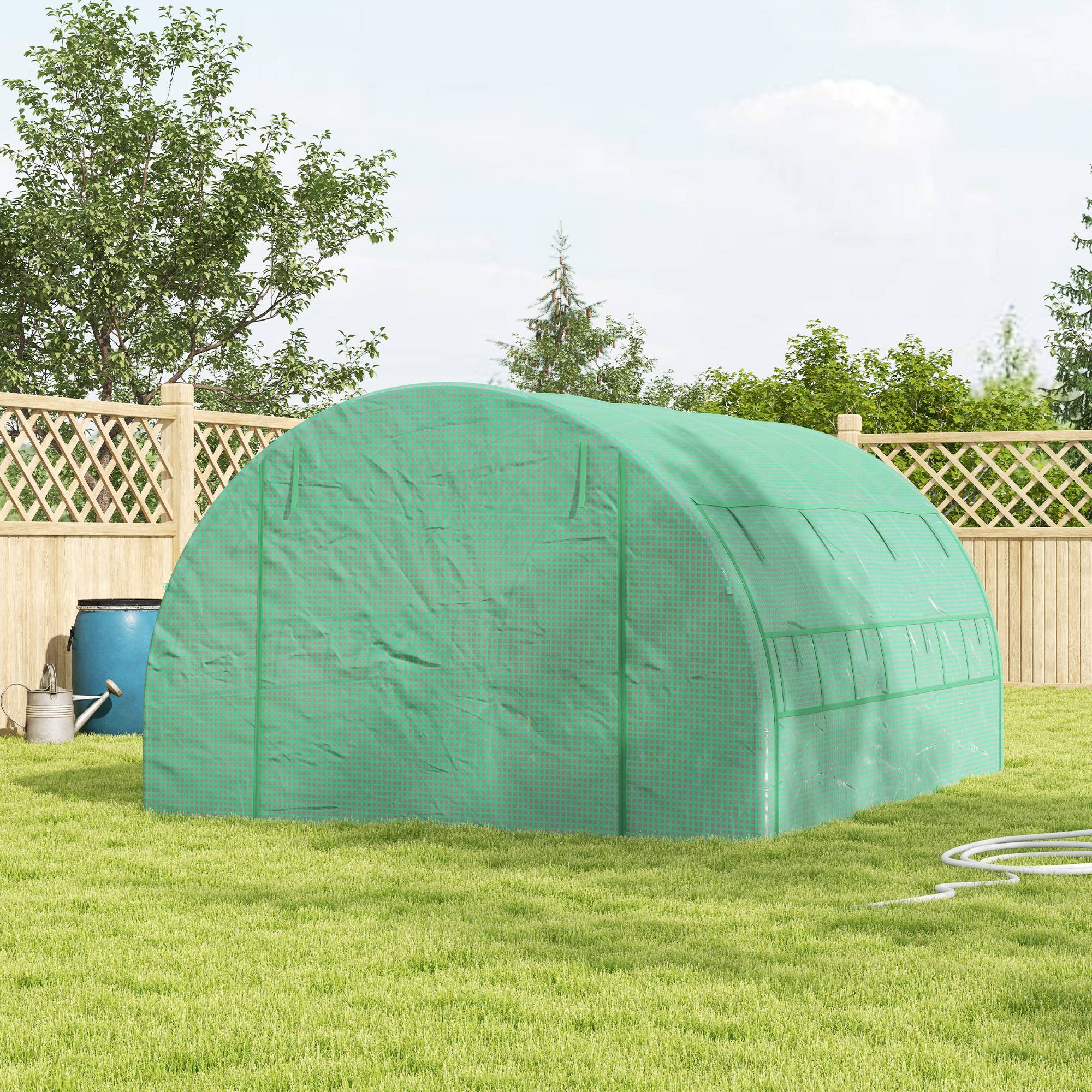 Grande serre maraîchère Acier Galvanisé et PE Culture potagère Murs relevables 4x3x2m Vert - ComfortXL Outdoor Living - Image 4