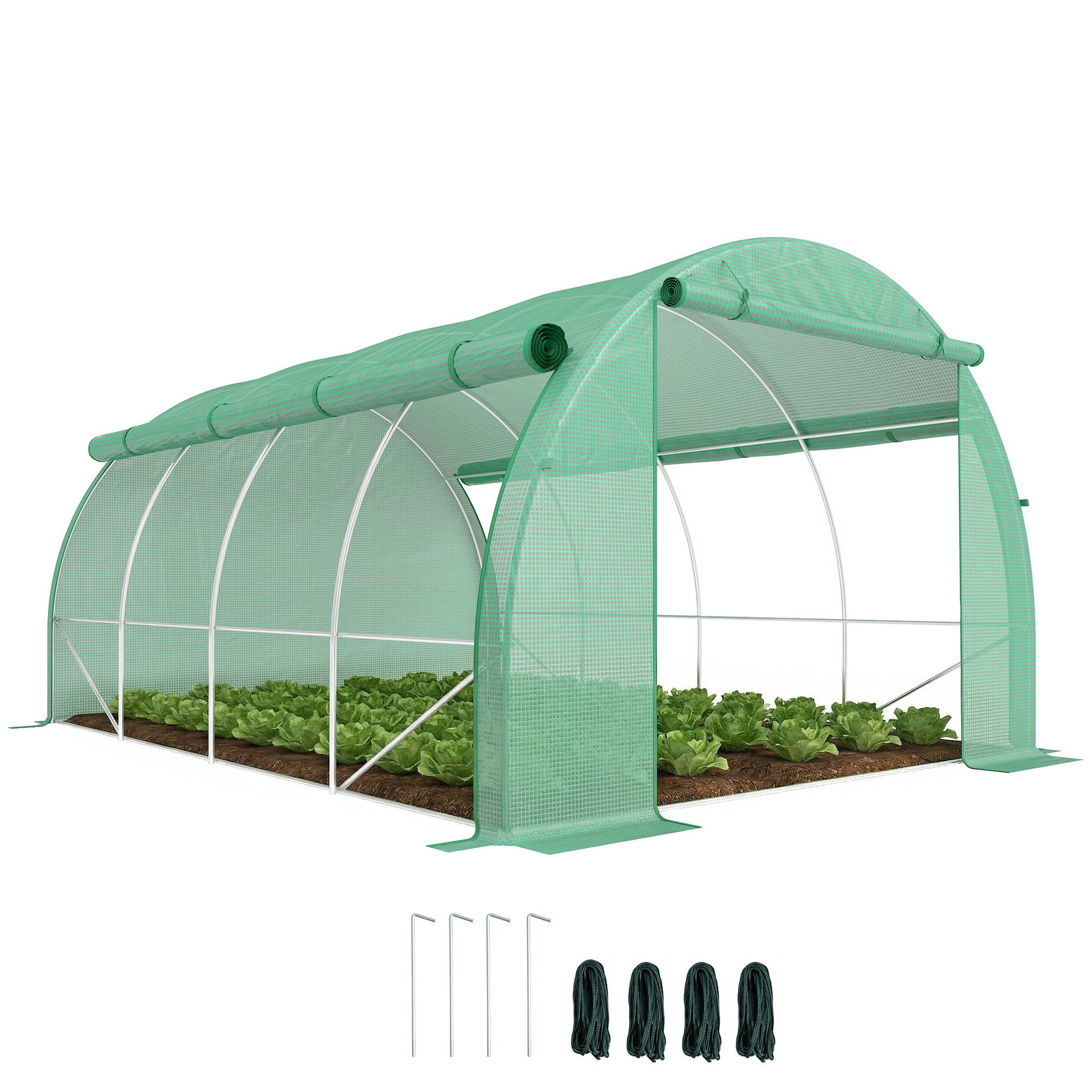 Grande serre maraîchère Acier Galvanisé et PE Culture potagère Murs relevables 4x3x2m Vert - ComfortXL Outdoor Living - Image 1