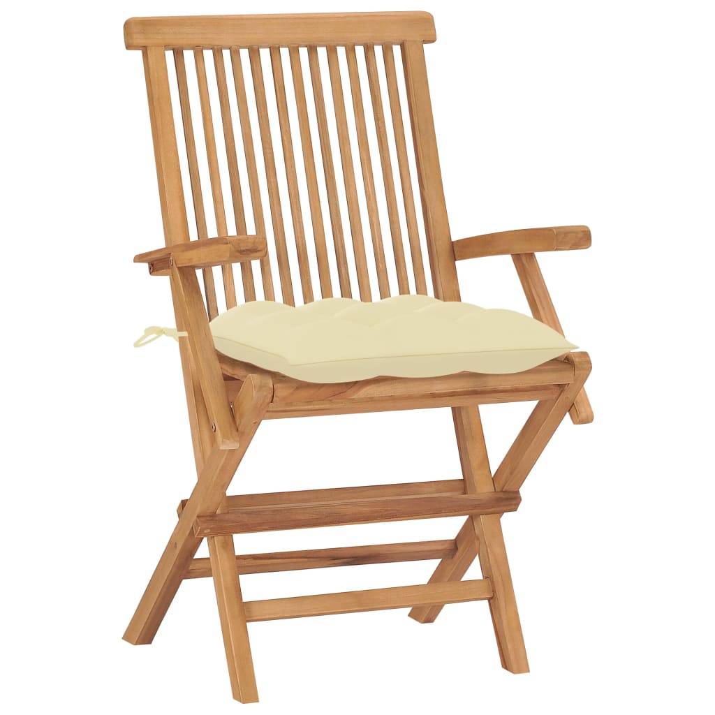 PANGIVO - Chaises de jardin teck blanc crème 55 x 60 x 89 cm - PANGIVO - Image 2