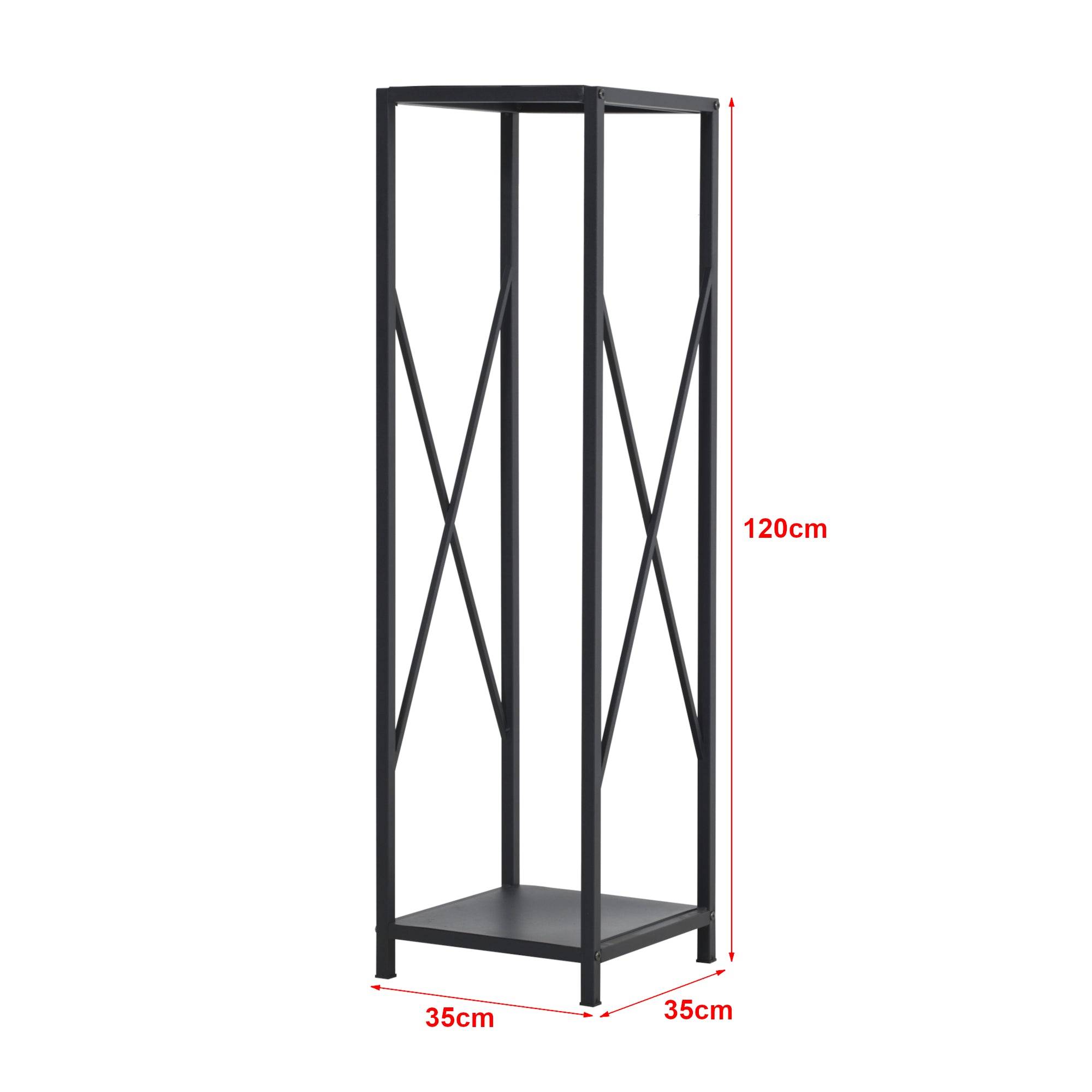 Helloshop26 - Range-bûches pour usage intérieur extérieur porte-bûches design support rangement bois de chauffage en acier 35 x 35 x 120 cm noir - Image 2