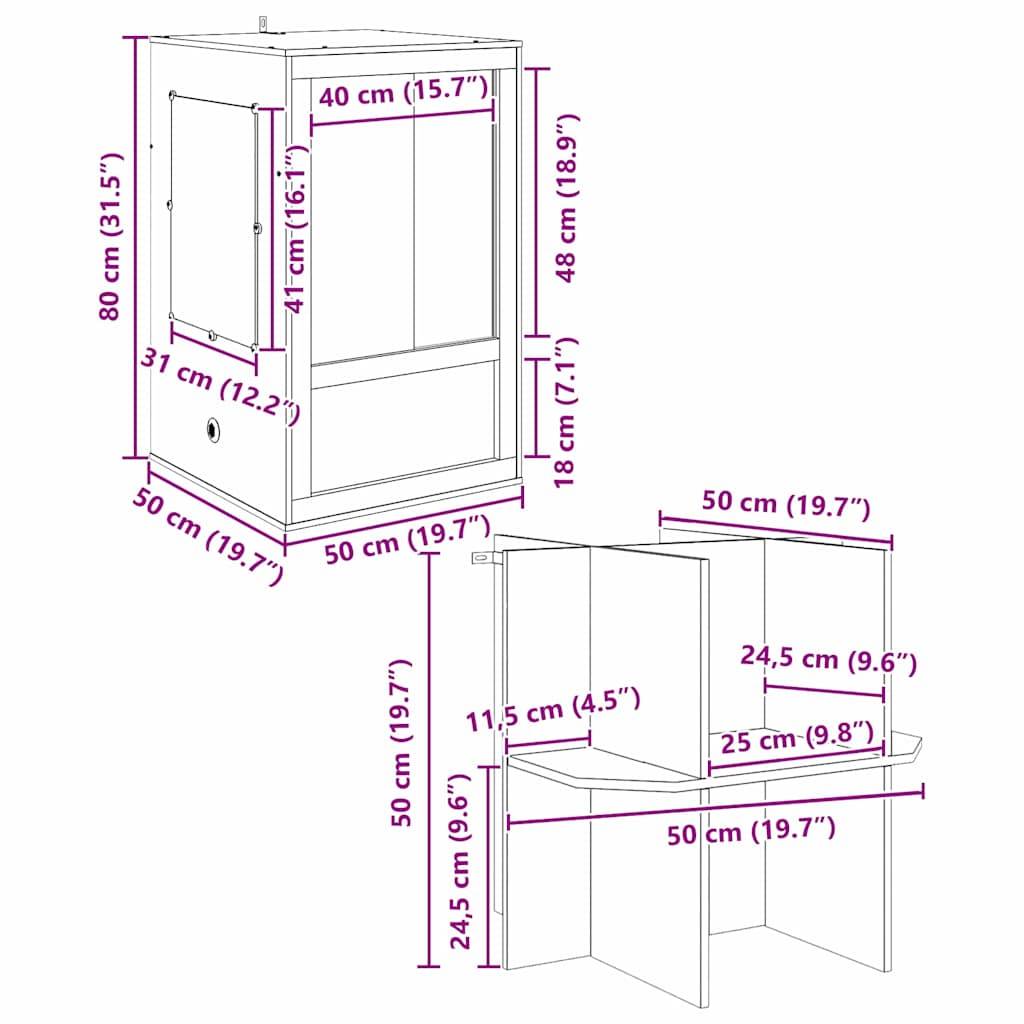 Vidaxl - Terrarium Marron 50 x 50 x 130 cm OSB vidaXL 3397890 - Image 3