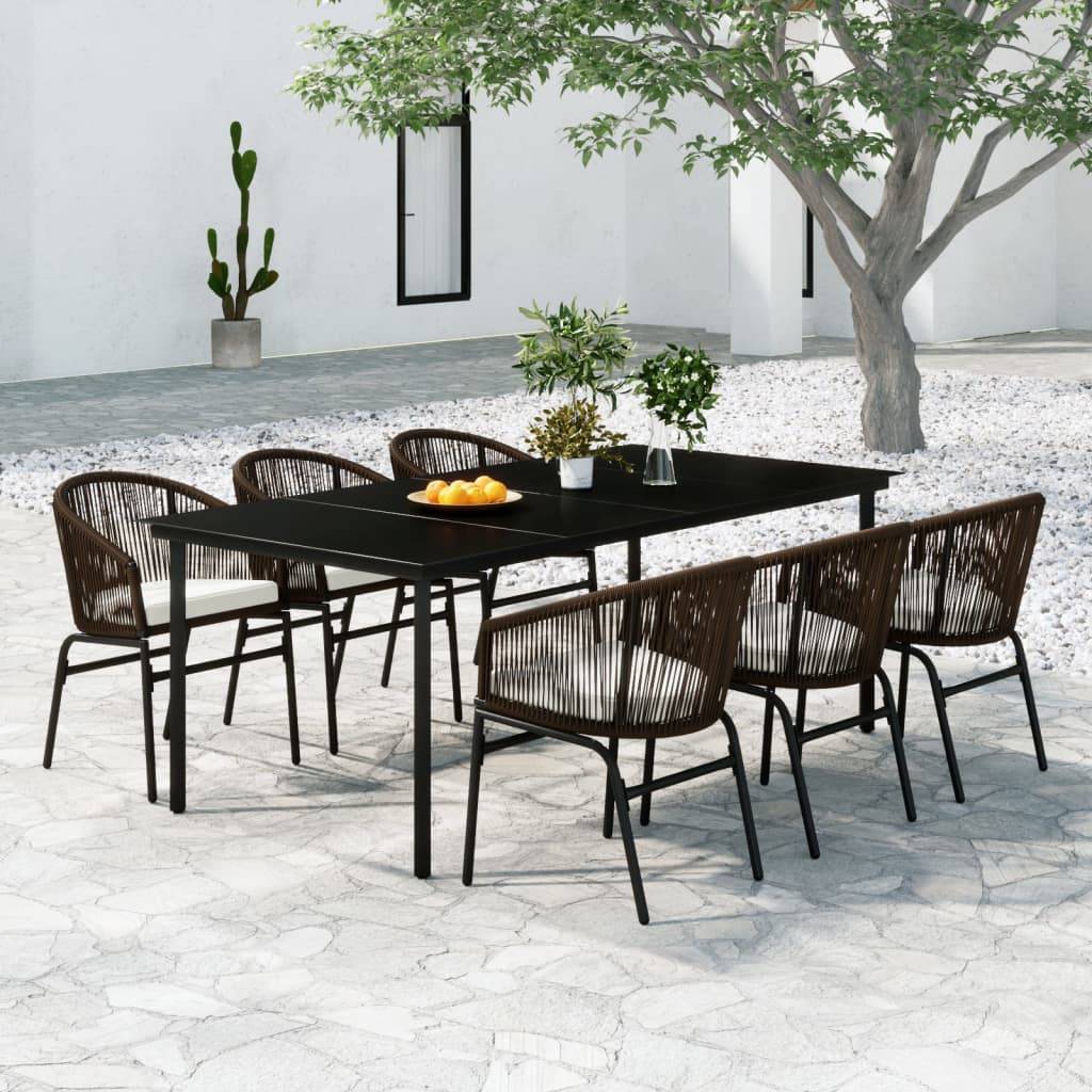 Grand Salon de Jardin 6P 200cm Rotin PVC Coussins Marron – ComfortXL Outdoor Living - Image 1