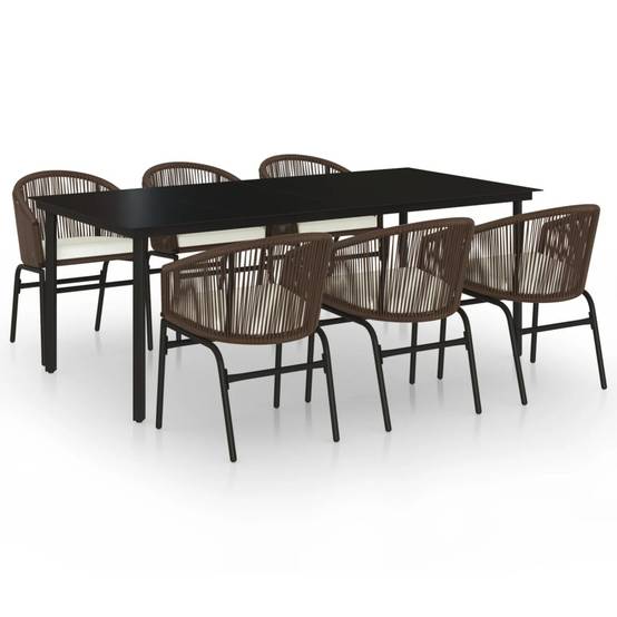 Grand Salon de Jardin 6P 200cm Rotin PVC Coussins Marron – ComfortXL Outdoor Living - Image 2