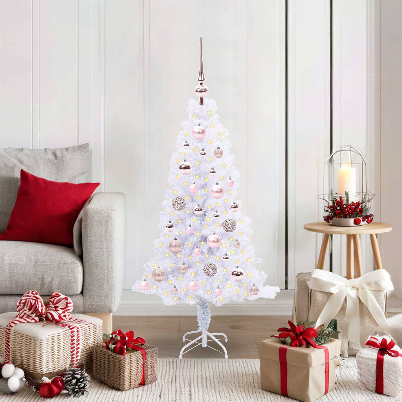 Sapin de Noël | Arbre de Noël artificiel avec 150 LED Blanc 120 cm PVC et Acier Maison Chic - Image 2