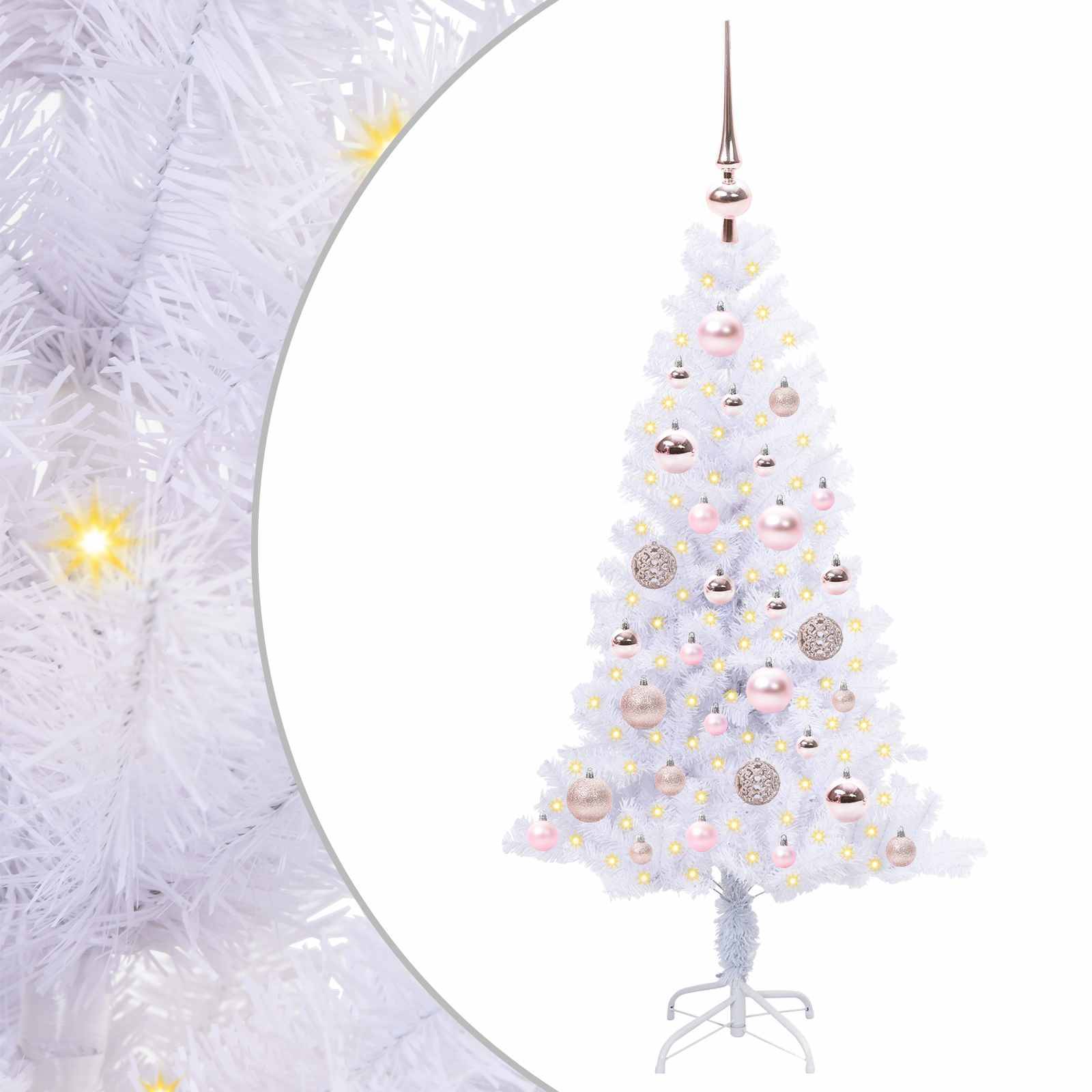 Sapin de Noël | Arbre de Noël artificiel avec 150 LED Blanc 120 cm PVC et Acier Maison Chic - Image 1