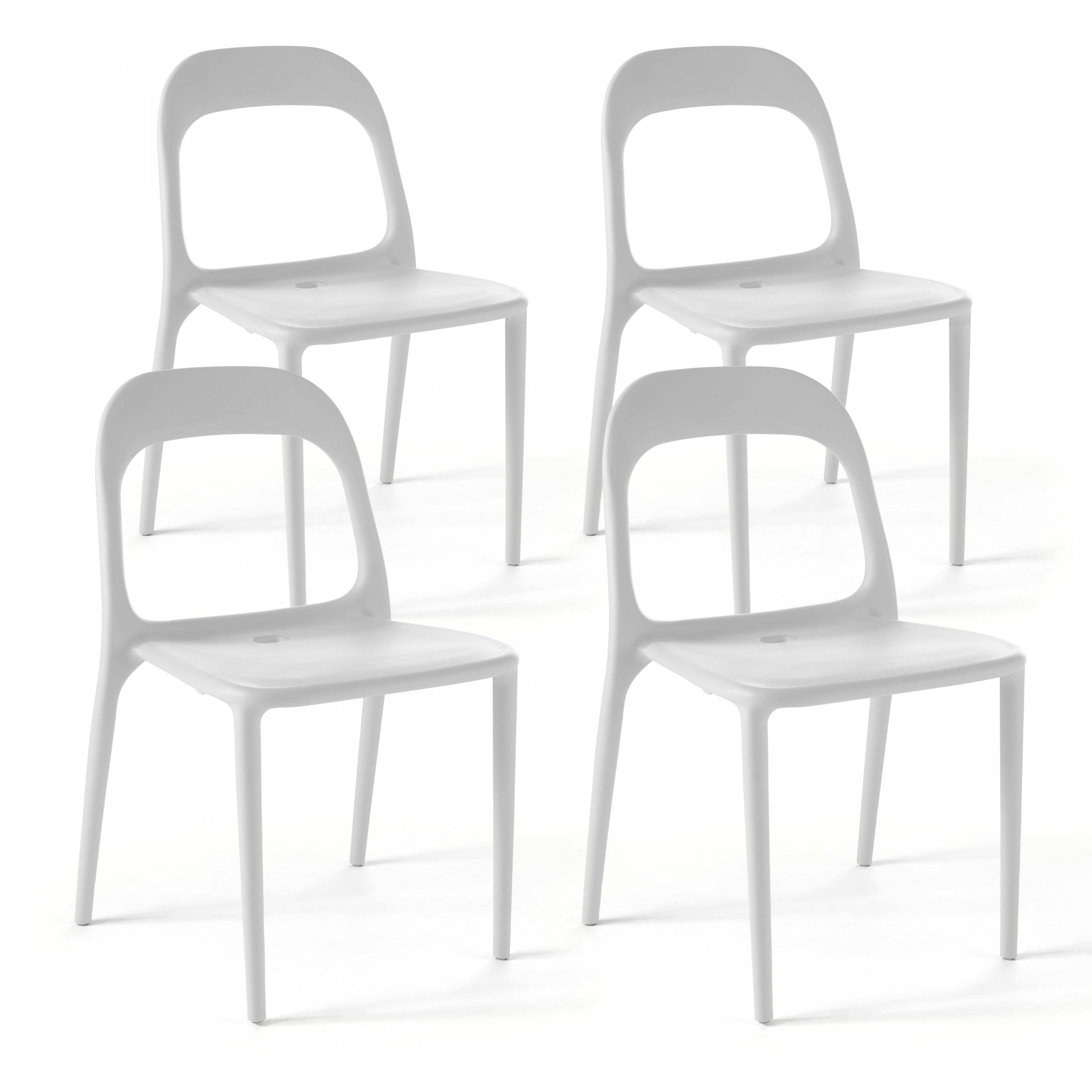 Oviala - Lot de 4 chaises en plastique blanc Milan - Oviala - Image 1