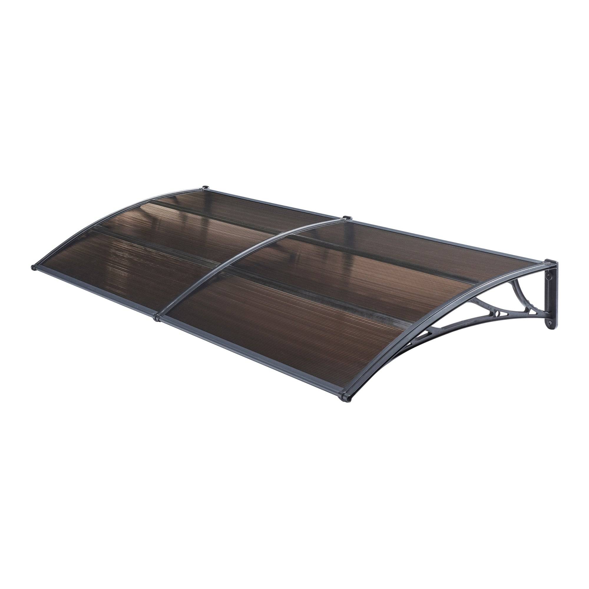 Helloshop26 - Auvent de porte d'entrée design marquise d'accueil résistante aux intempéries 200 x 100 cm noir marron - Image 1