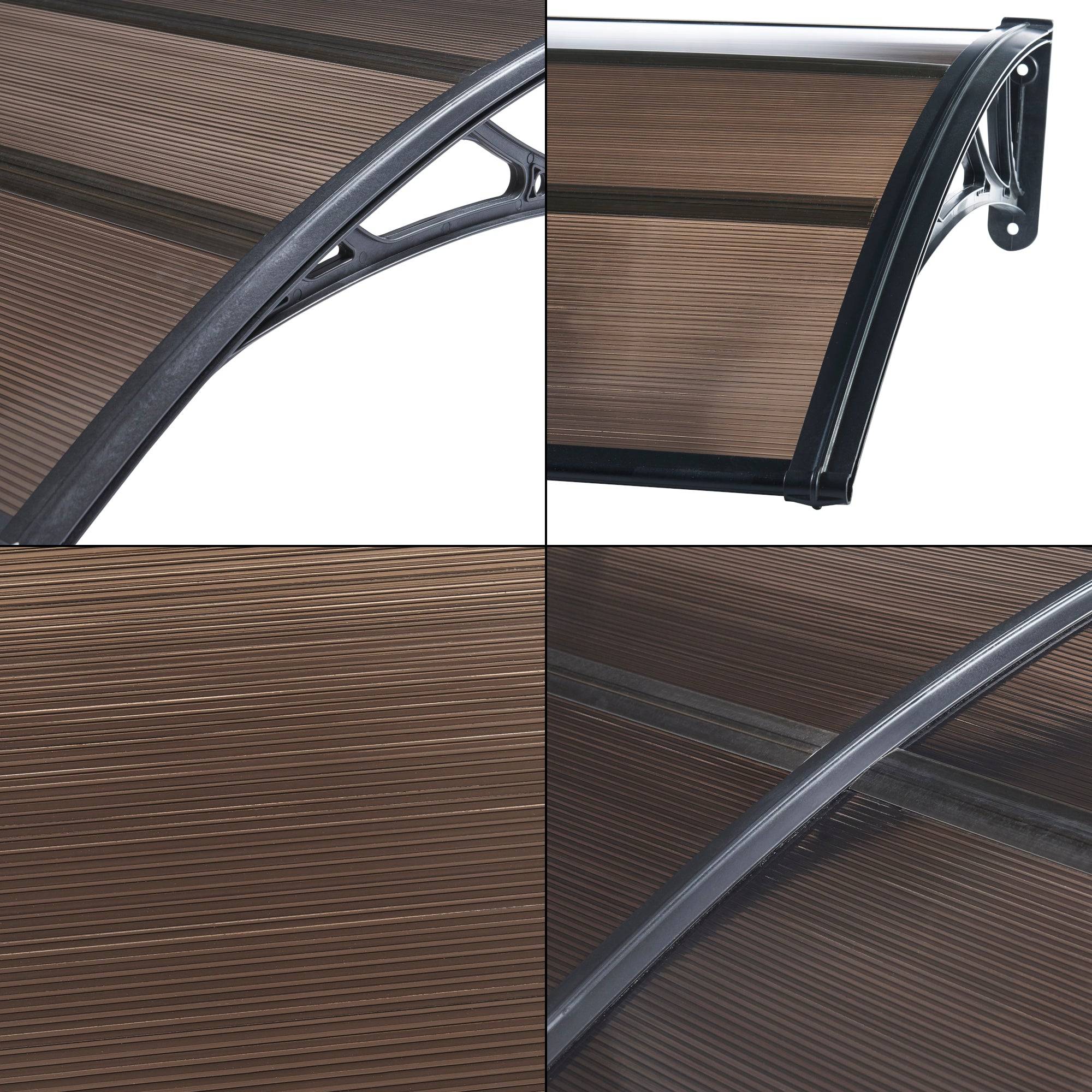 Helloshop26 - Auvent de porte d'entrée design marquise d'accueil résistante aux intempéries 200 x 100 cm noir marron - Image 4