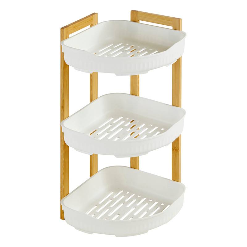 Etagère d'angle 3 niveaux blanc bambou Natureo 5five - Image 1