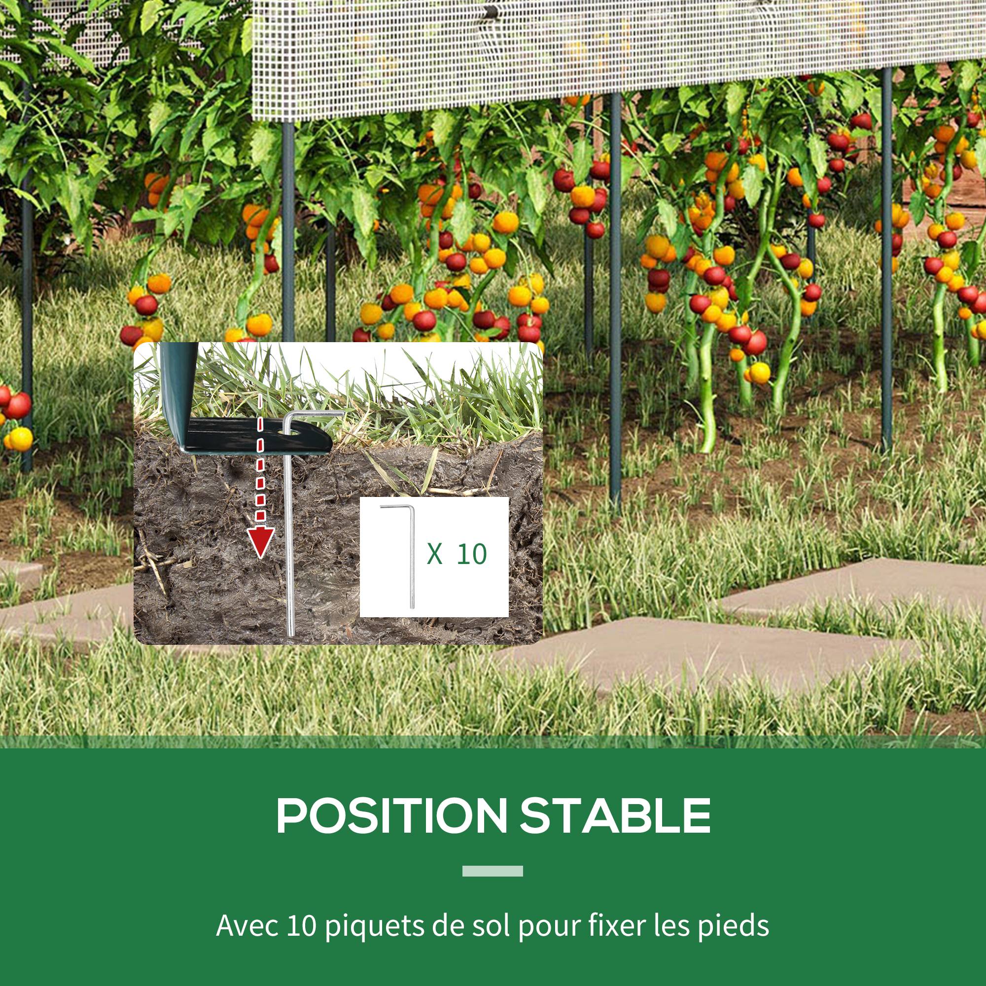 Outsunny - Serre de jardin tomates 400x120x170cm pour légumes plantes fleurs extérieur bâche renforcée châssis acier transparent - Outsunny - Image 5