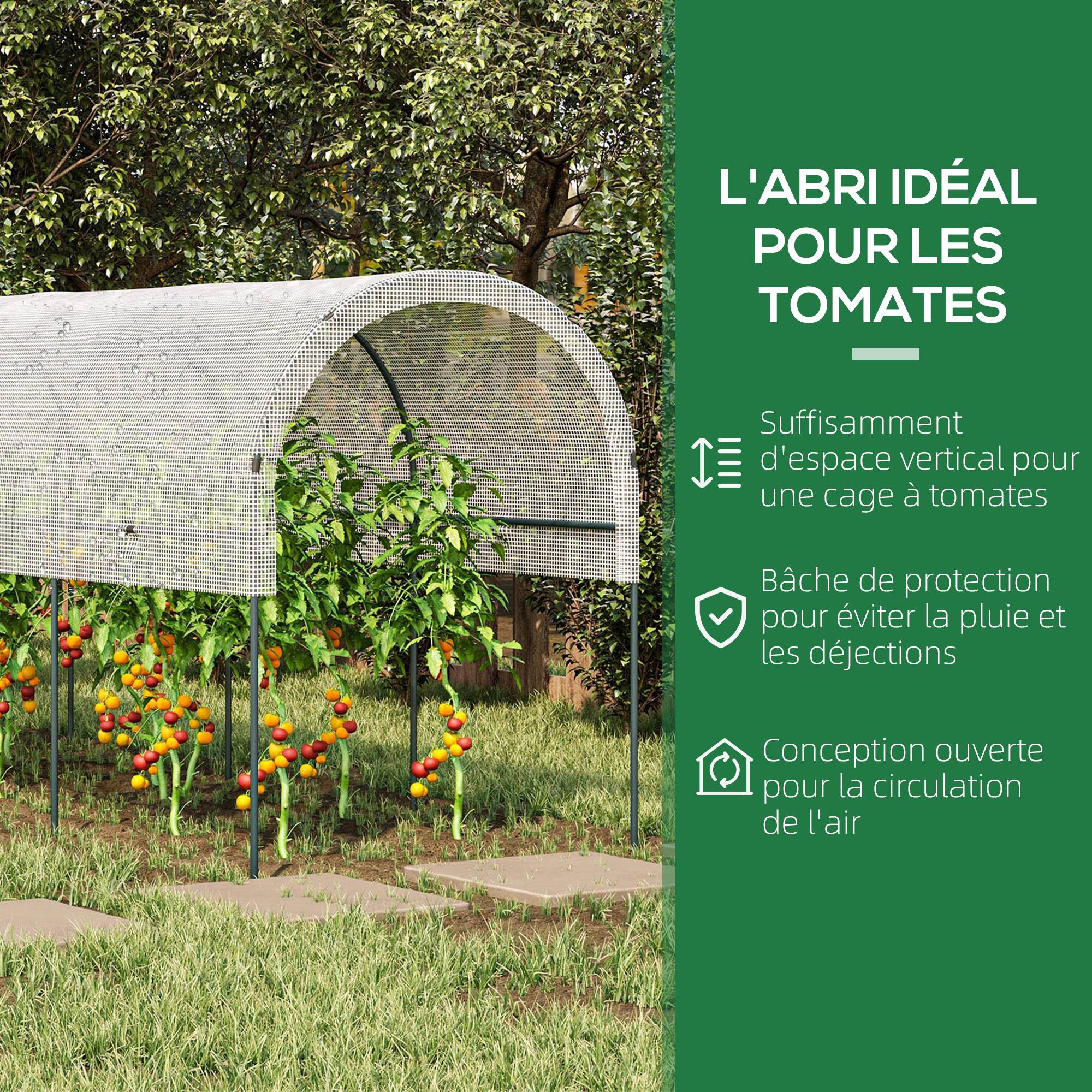 Outsunny - Serre de jardin tomates 400x120x170cm pour légumes plantes fleurs extérieur bâche renforcée châssis acier transparent - Outsunny - Image 6