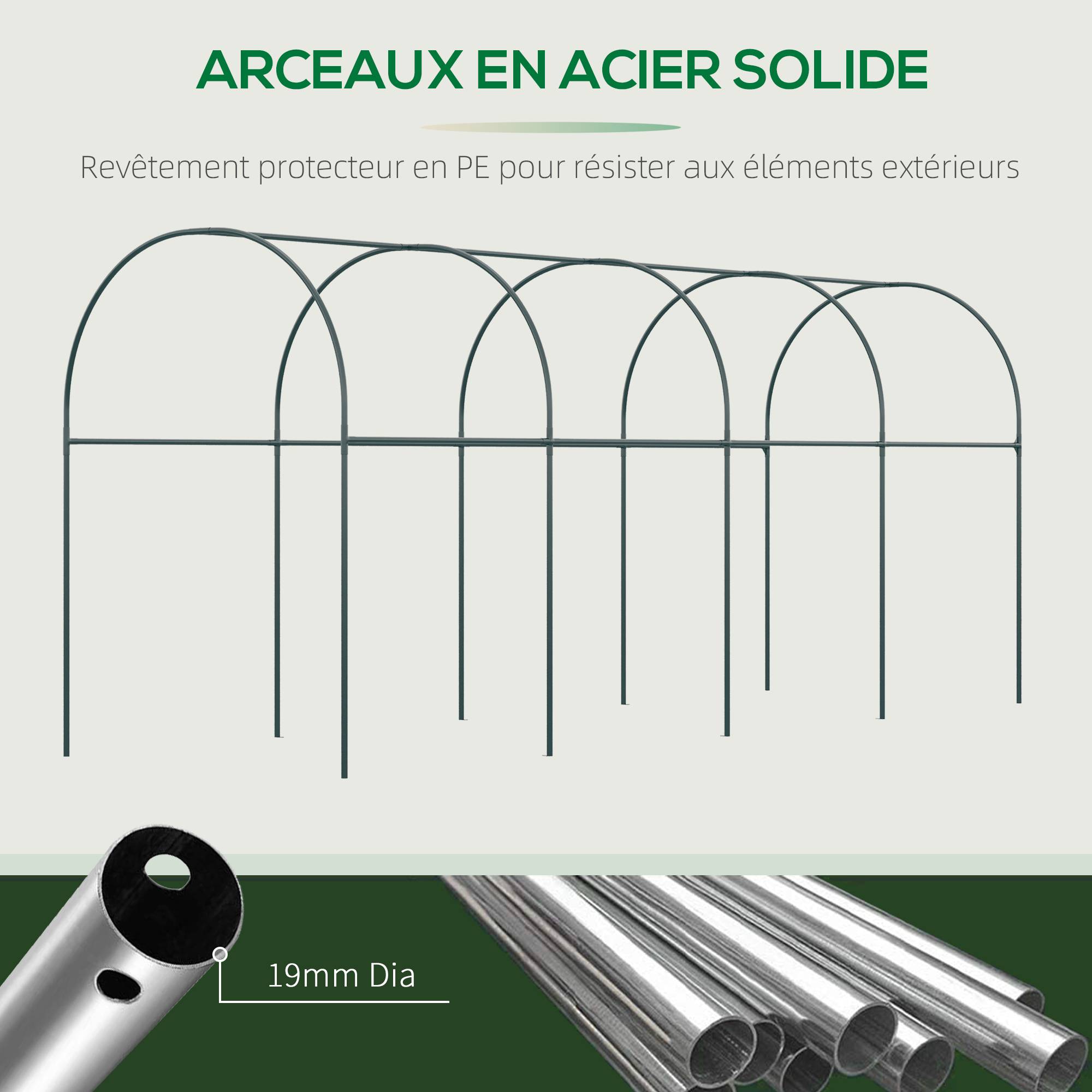 Outsunny - Serre de jardin tomates 400x120x170cm pour légumes plantes fleurs extérieur bâche renforcée châssis acier transparent - Outsunny - Image 4