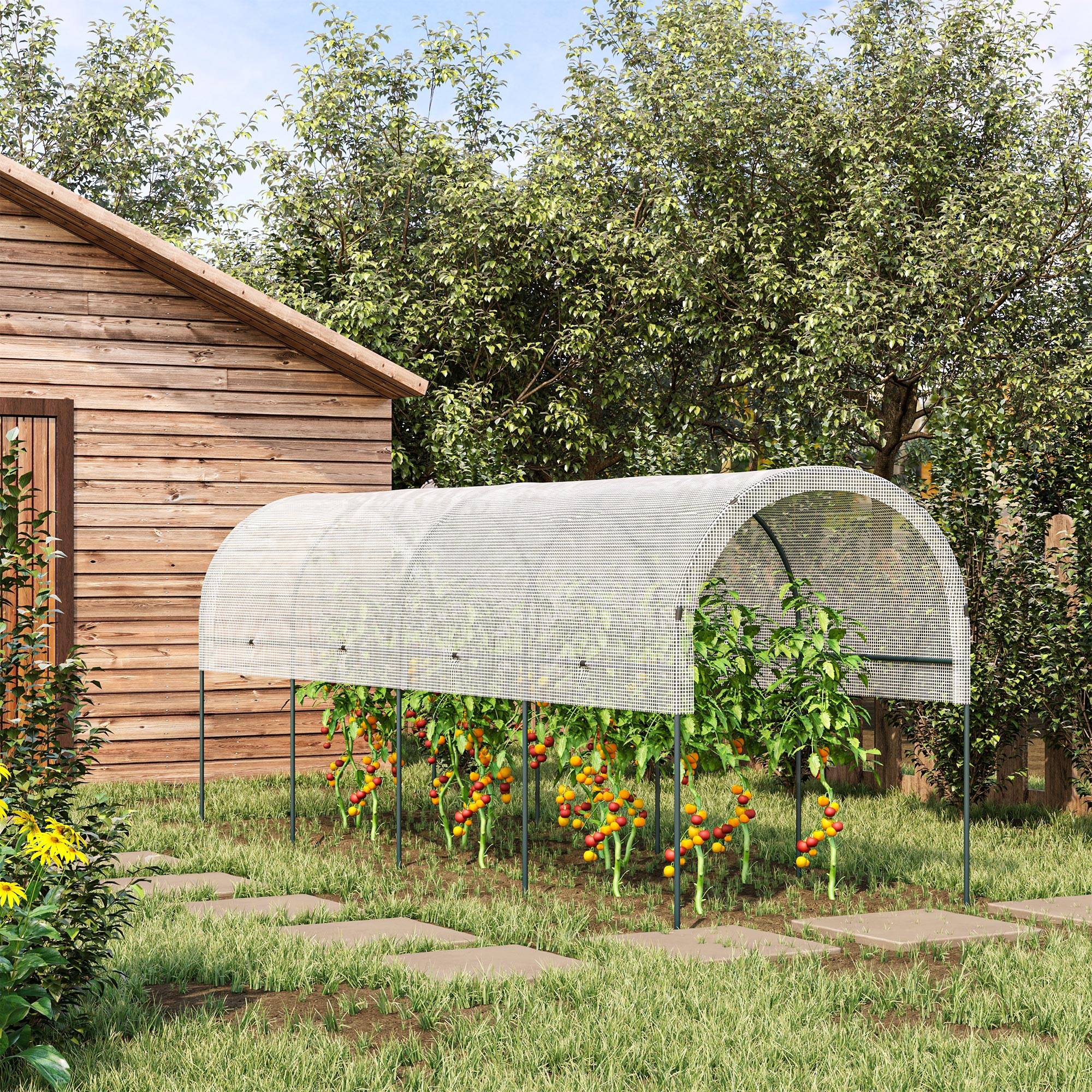 Outsunny - Serre de jardin tomates 400x120x170cm pour légumes plantes fleurs extérieur bâche renforcée châssis acier transparent - Outsunny - Image 2