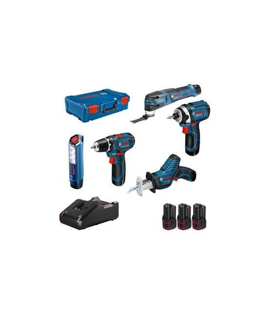 Bosch - Lot de 5 outils 12V - BOSCH PRO - avec 3 batteries GBA 12V 2.0Ah - chargeur GAL 12 - L-Boxx - 0615990N1D - Image 1