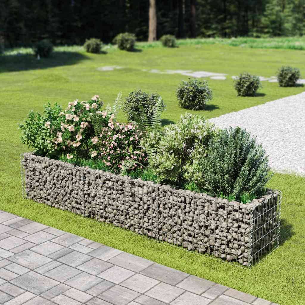 PANGIVO - Lit surélevé à gabion acier galvanisé argenté 270 x 50 x 50 cm - PANGIVO