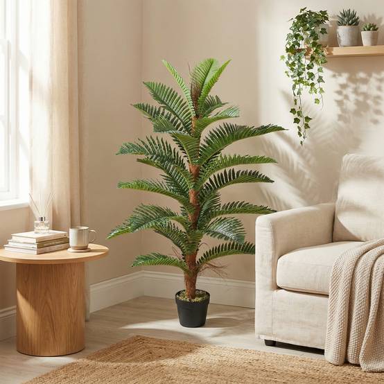 Palmier artificiel PEVA pour intérieur et bureau touche exotique 120 cm Vert - ComfortXL Outdoor Living - Image 3