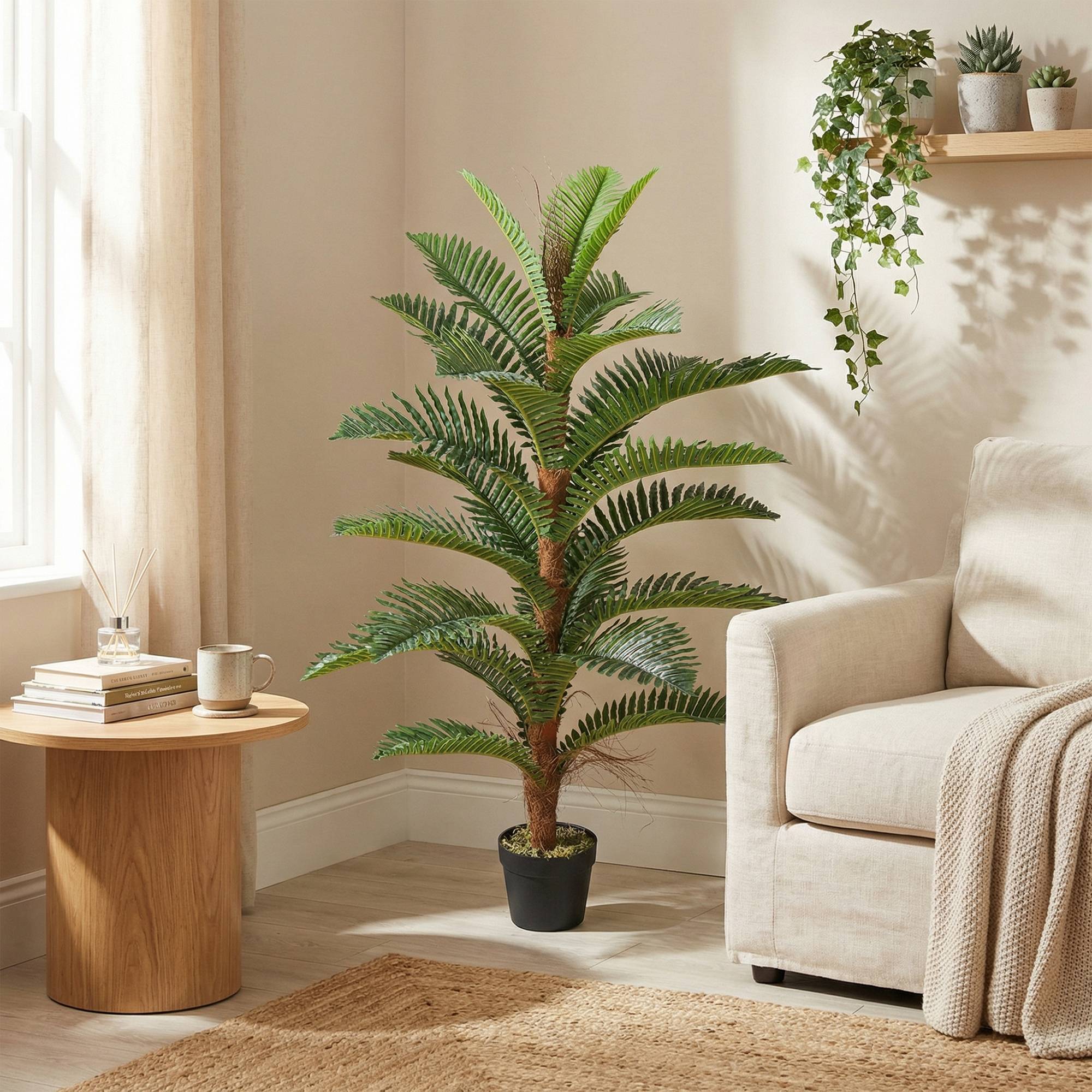 Palmier artificiel PEVA pour intérieur et bureau touche exotique 120 cm Vert - ComfortXL Outdoor Living - Image 3